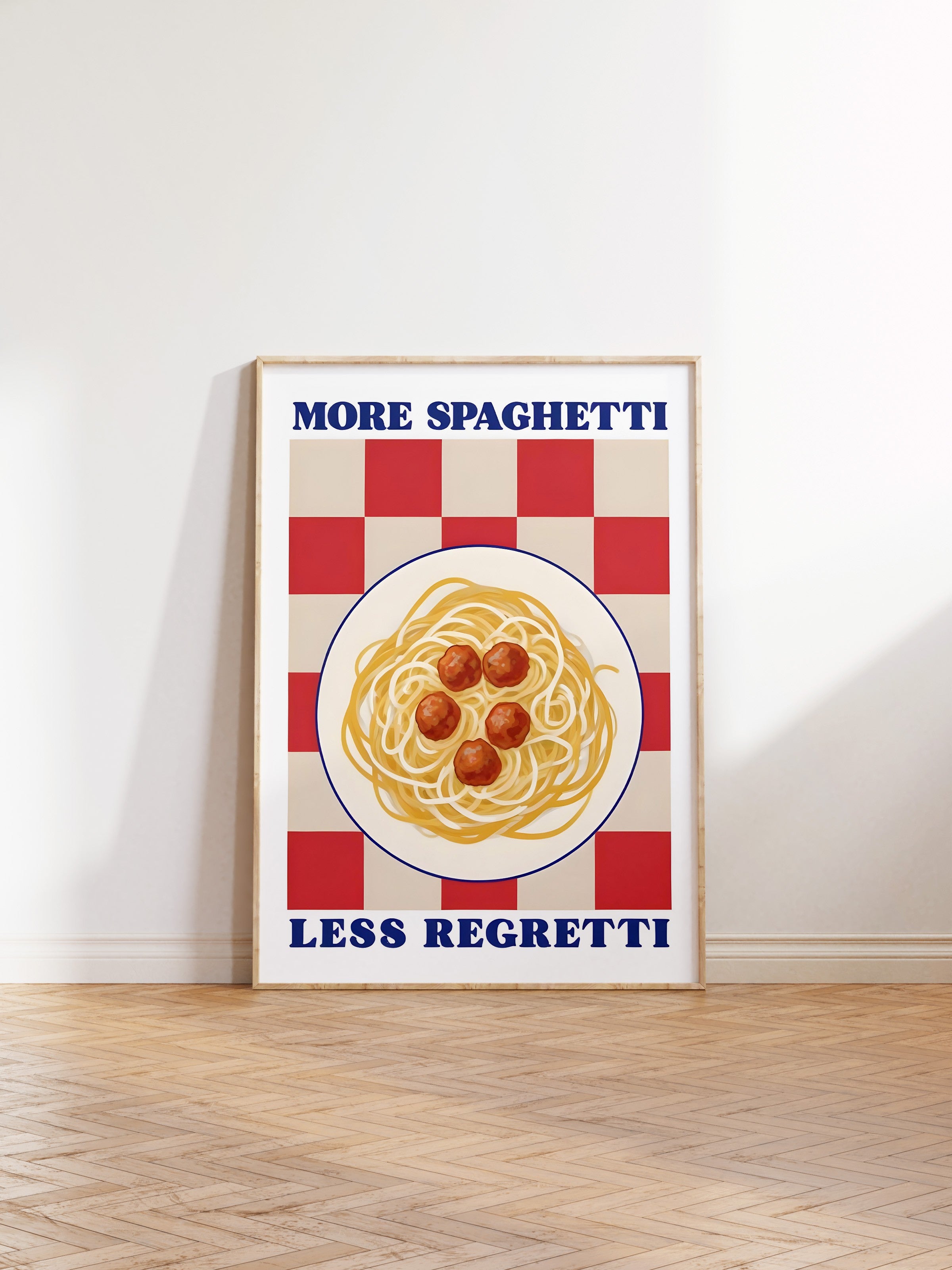 Ahşap Çerçeveli Tablo, More Spaghetti Less Regretti, Comfort Serisi Mutfak Ahşap Tablo, NO:109090