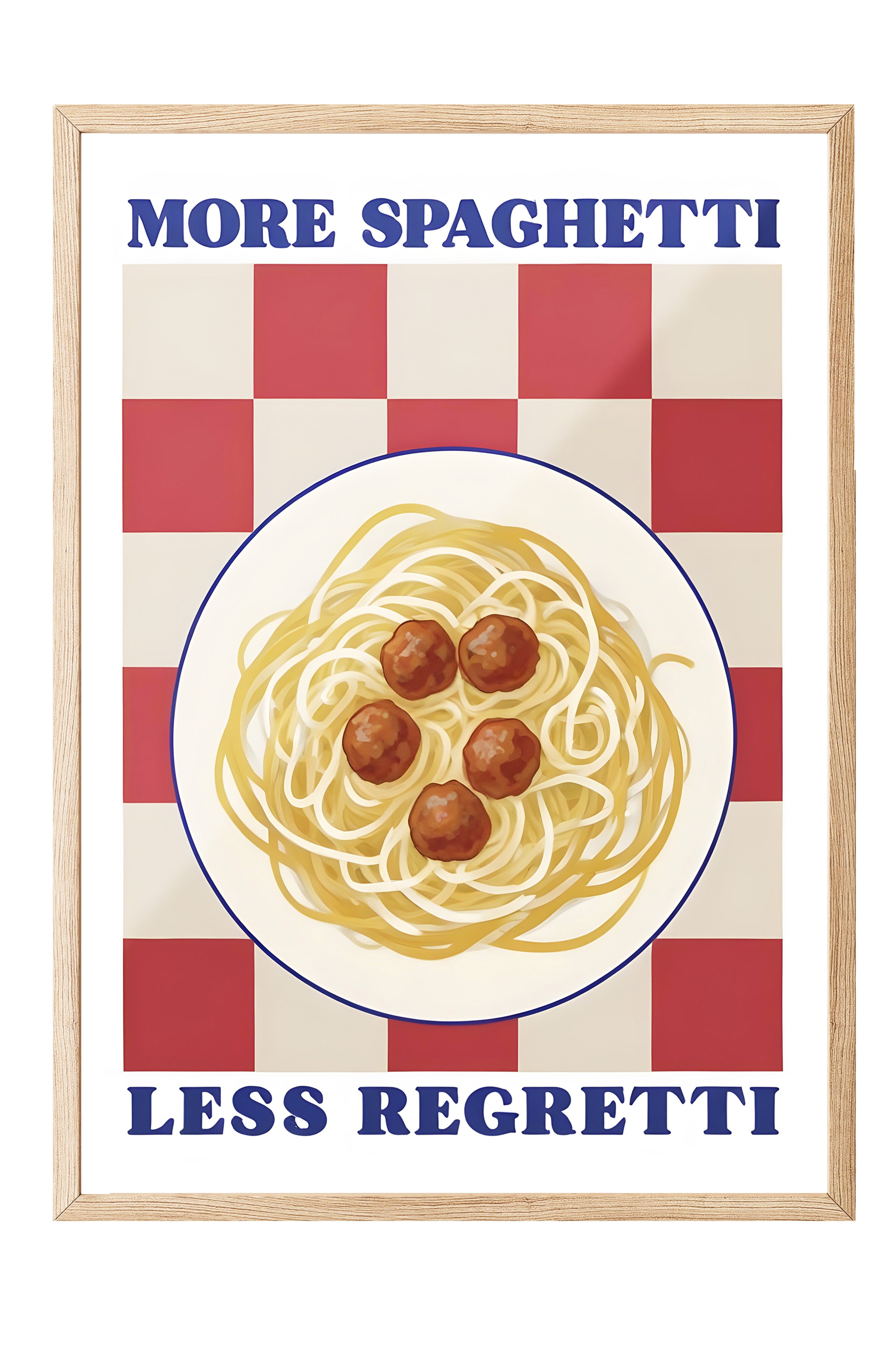 Ahşap Çerçeveli Tablo, More Spaghetti Less Regretti, Comfort Serisi Mutfak Ahşap Tablo, NO:109090