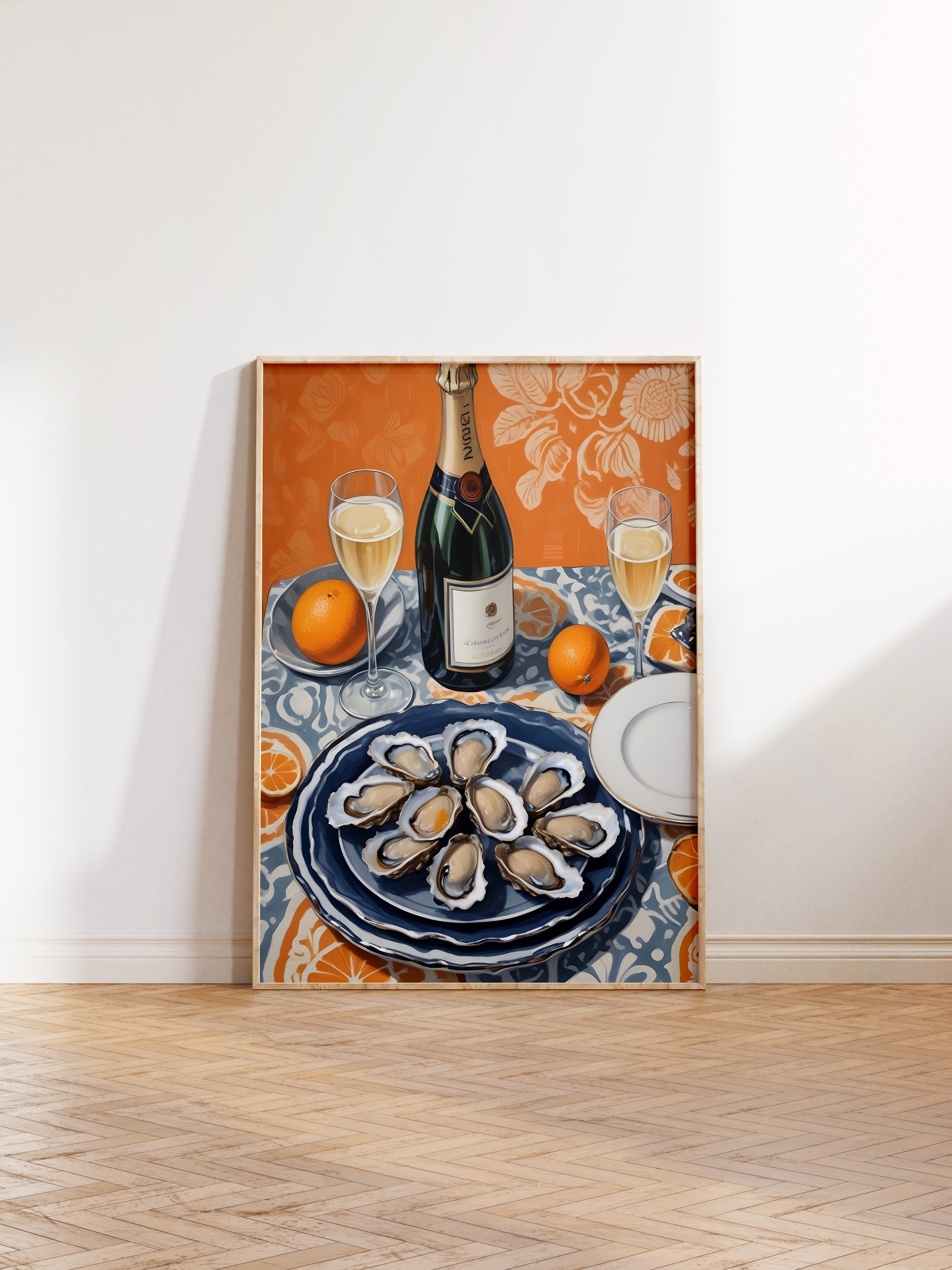 Ahşap Çerçeveli Tablo, Mussel With Wine, Comfort Serisi Mutfak Ahşap Tablo, NO:109153