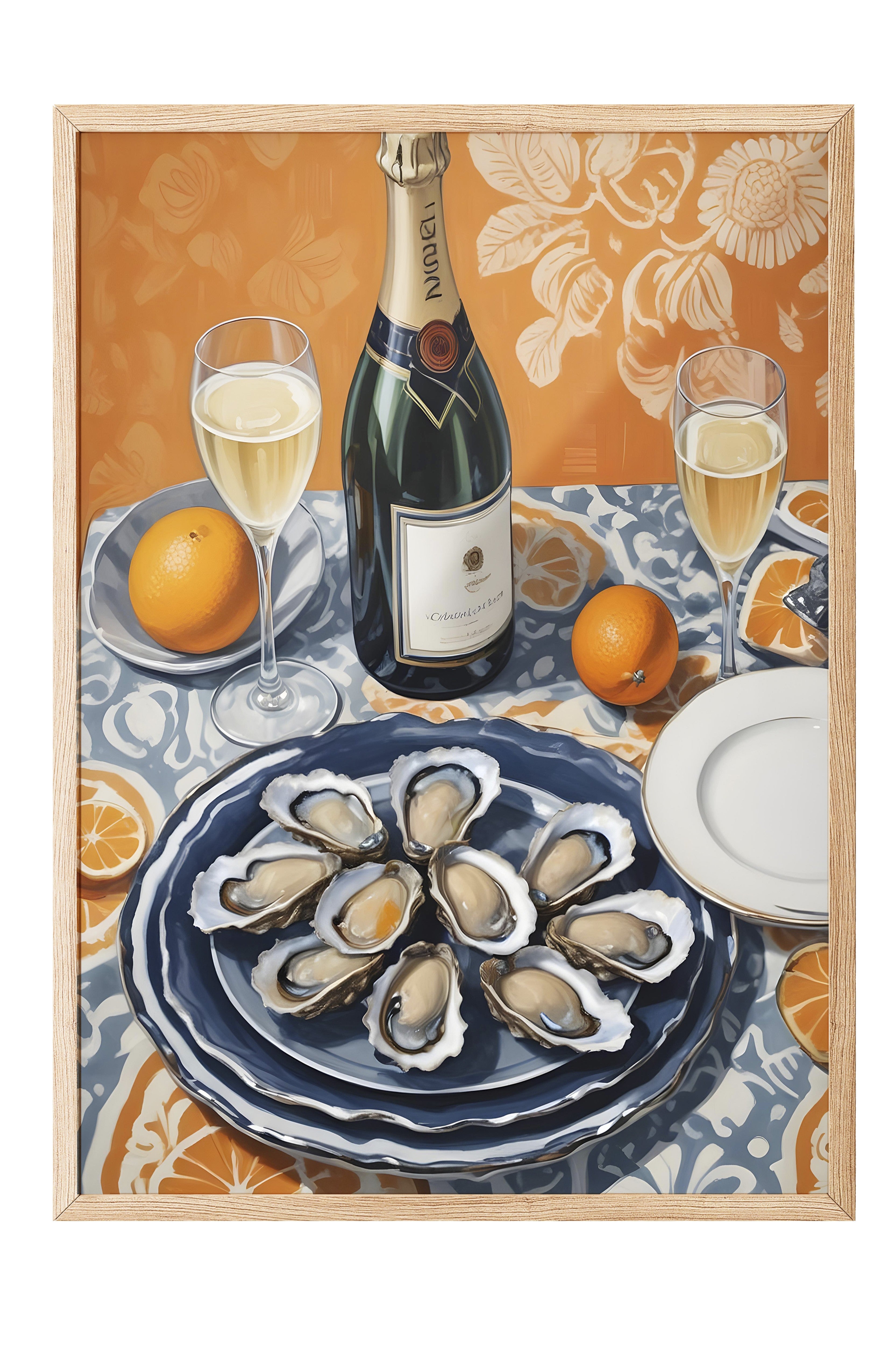 Ahşap Çerçeveli Tablo, Mussel With Wine, Comfort Serisi Mutfak Ahşap Tablo, NO:109153