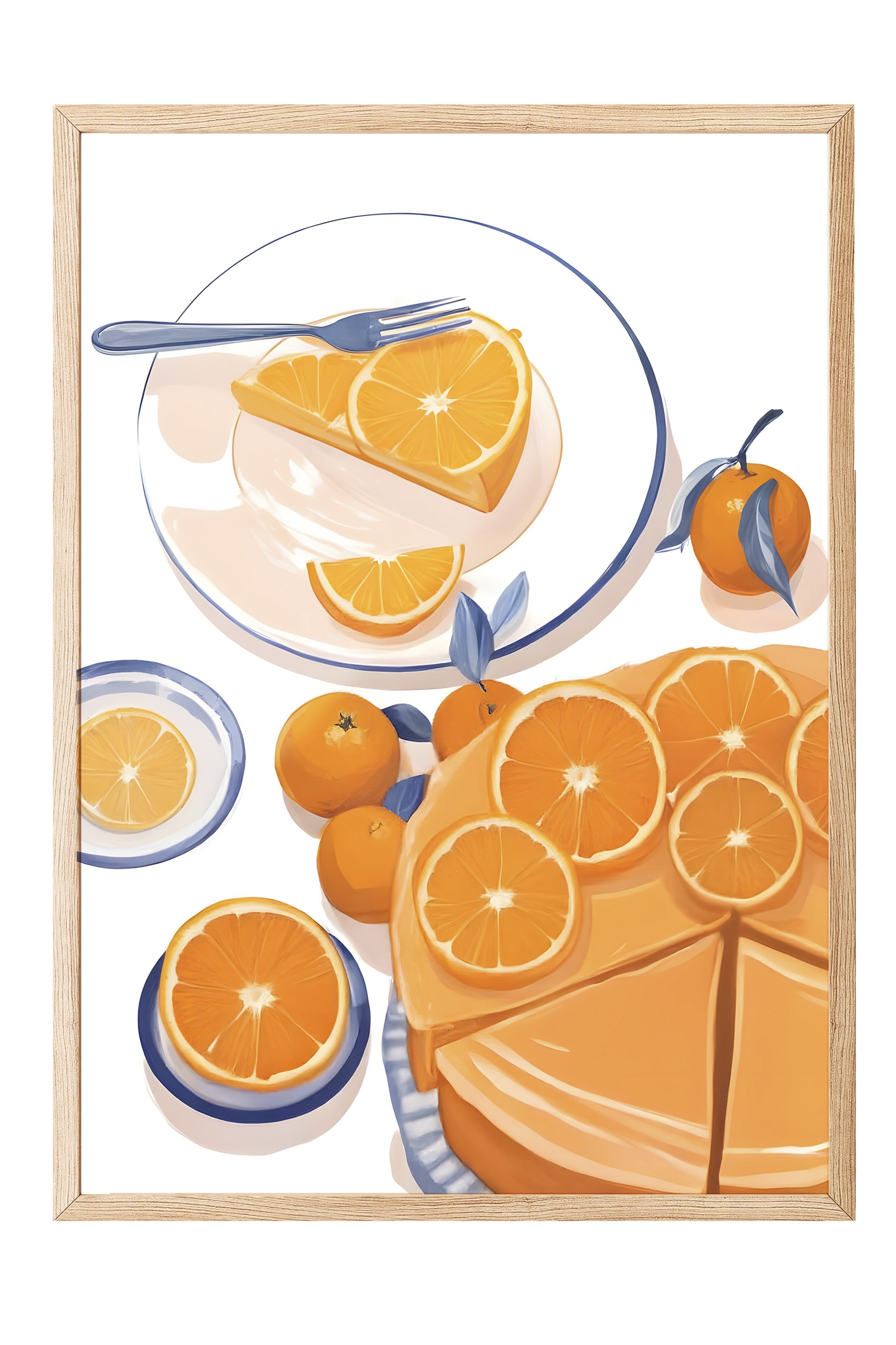 Ahşap Çerçeveli Tablo, Orange Slices, Comfort Serisi Mutfak Ahşap Tablo, NO:109130