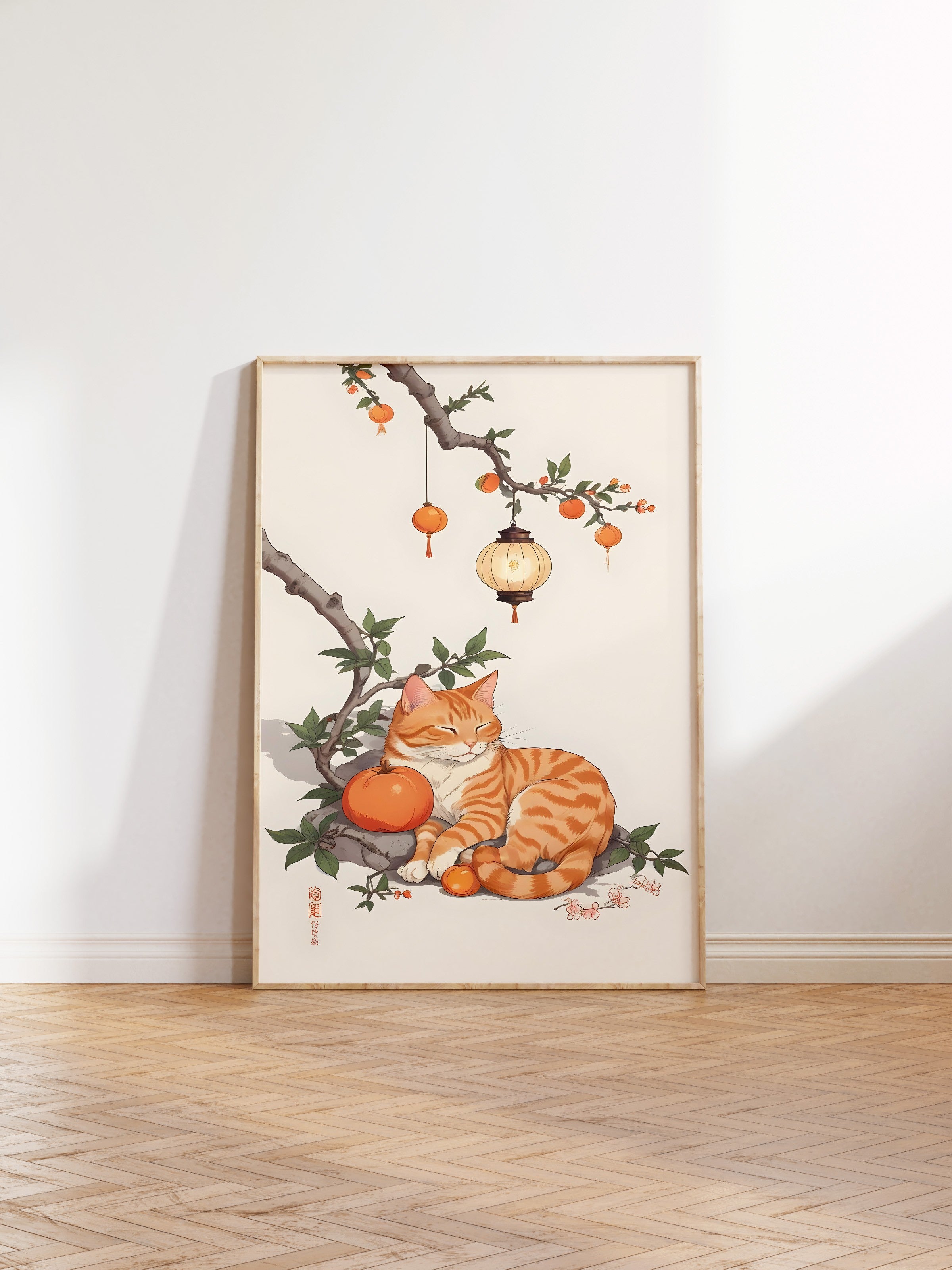 Ahşap Çerçeveli Tablo, Orange Tabby, Comfort Serisi Mutfak Ahşap Tablo, NO:109137