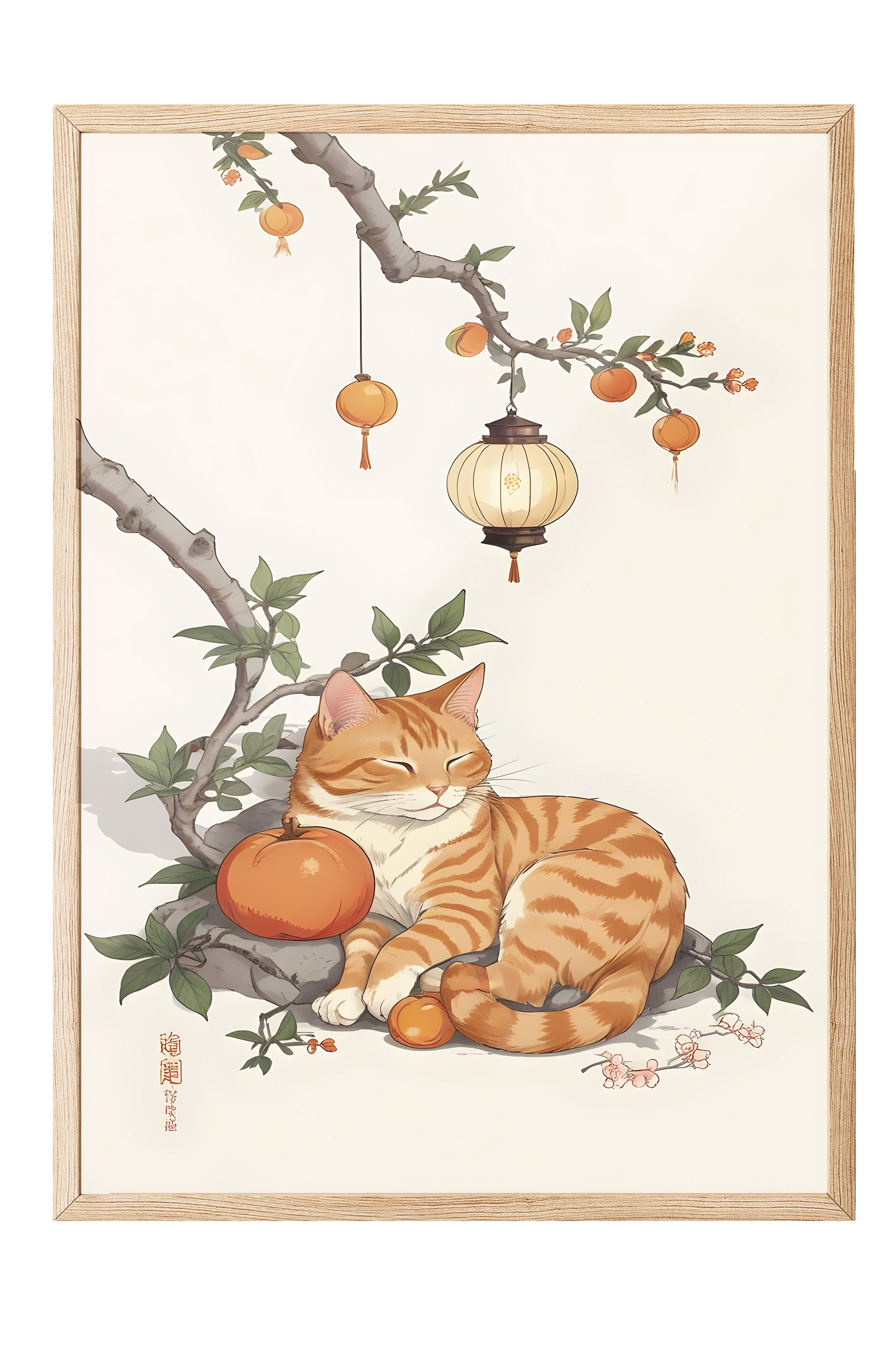 Ahşap Çerçeveli Tablo, Orange Tabby, Comfort Serisi Mutfak Ahşap Tablo, NO:109137