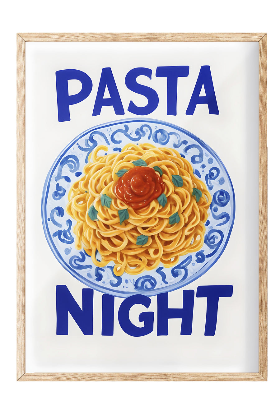 PASTA NIGHT Poster – Ahşap Çerçeveli Tablo