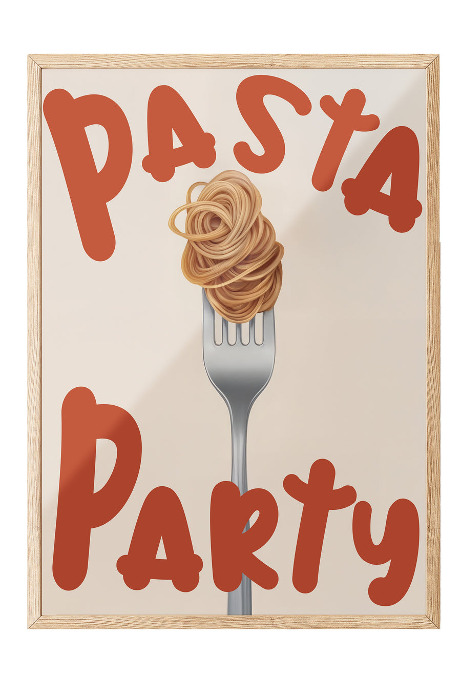 PASTA PARTY Poster – Ahşap Çerçeveli Tablo