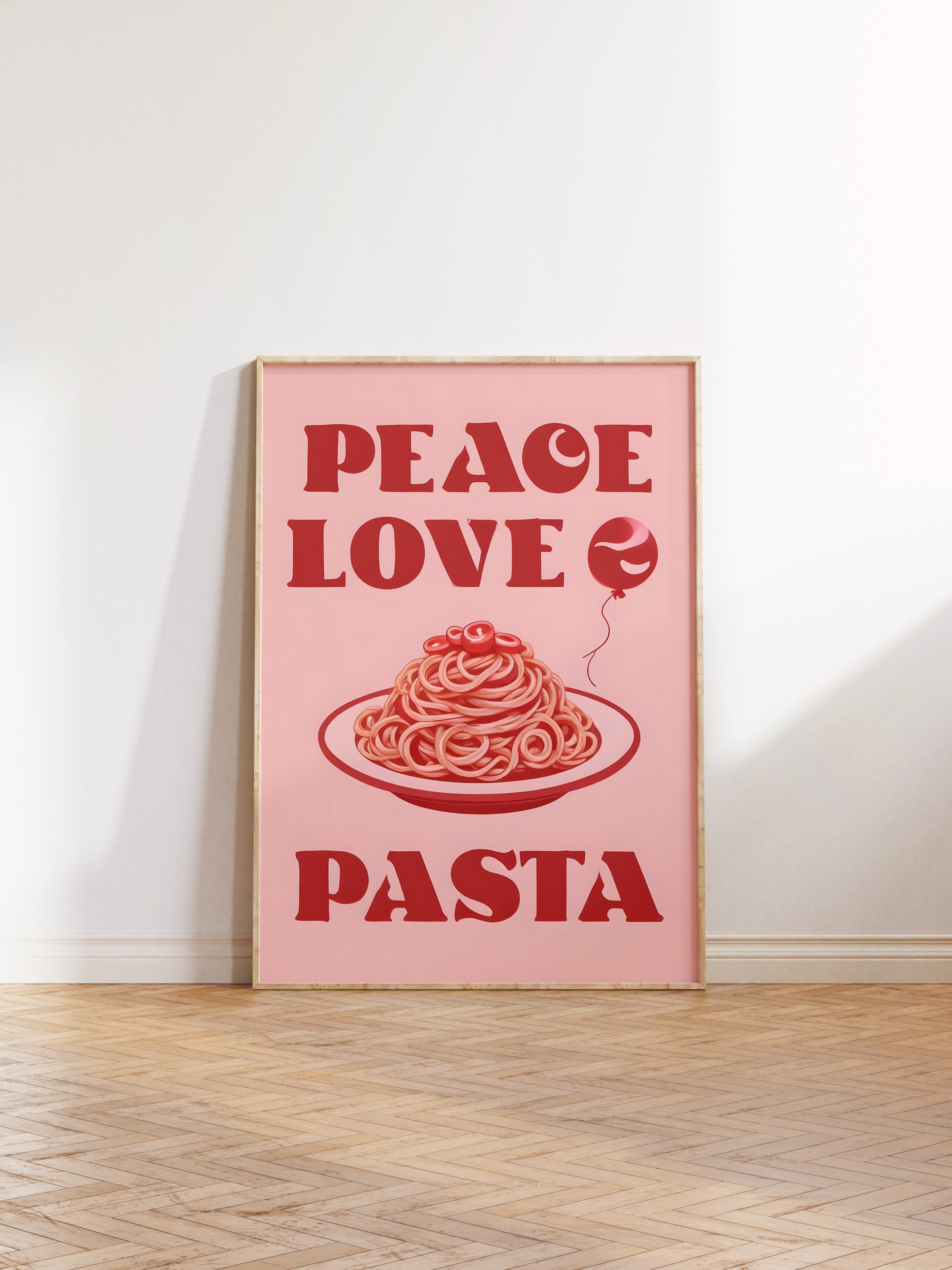 Ahşap Çerçeveli Tablo, Peace Love Pasta, Comfort Serisi Mutfak Ahşap Tablo, NO:109093