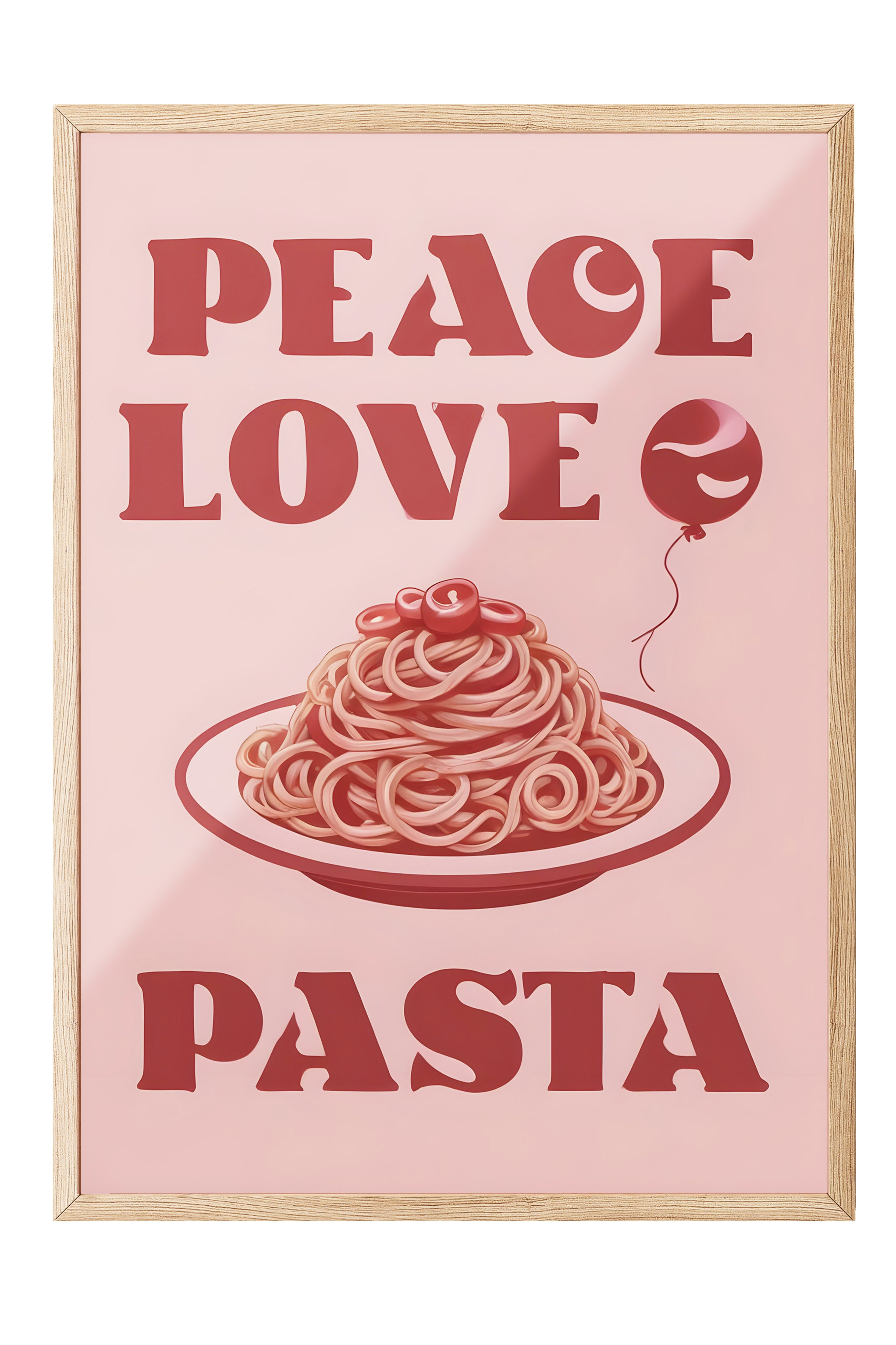 Ahşap Çerçeveli Tablo, Peace Love Pasta, Comfort Serisi Mutfak Ahşap Tablo, NO:109093