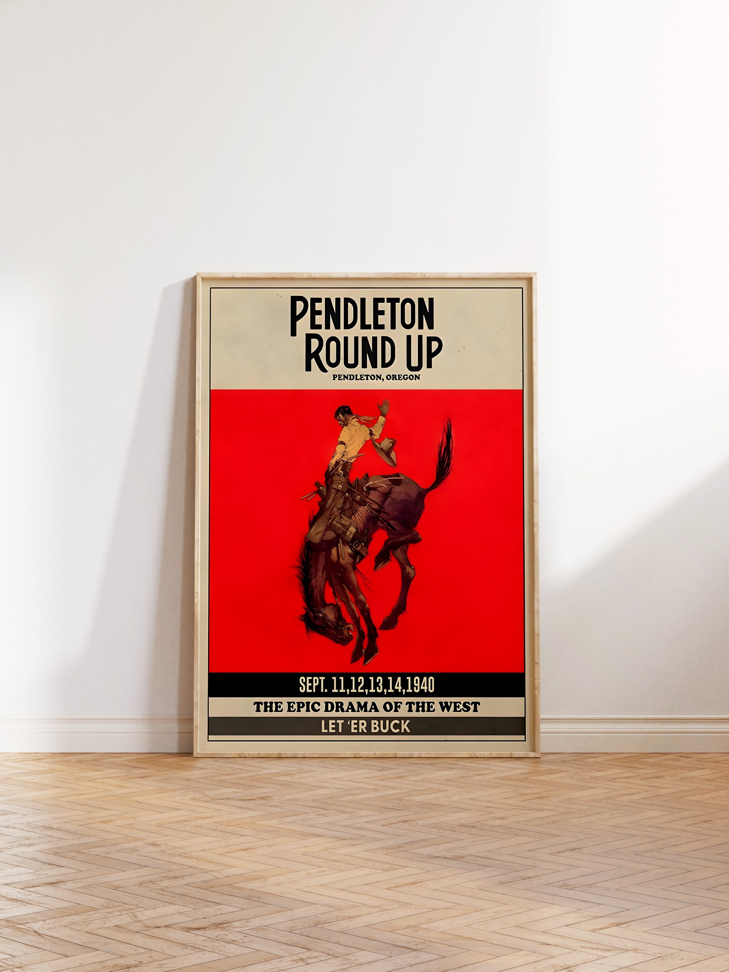 Ahşap Çerçeveli Tablo, Pendleton Round Up Rodeo, Comfort Serisi Poster ve  Ahşap Tablo, NO:108960