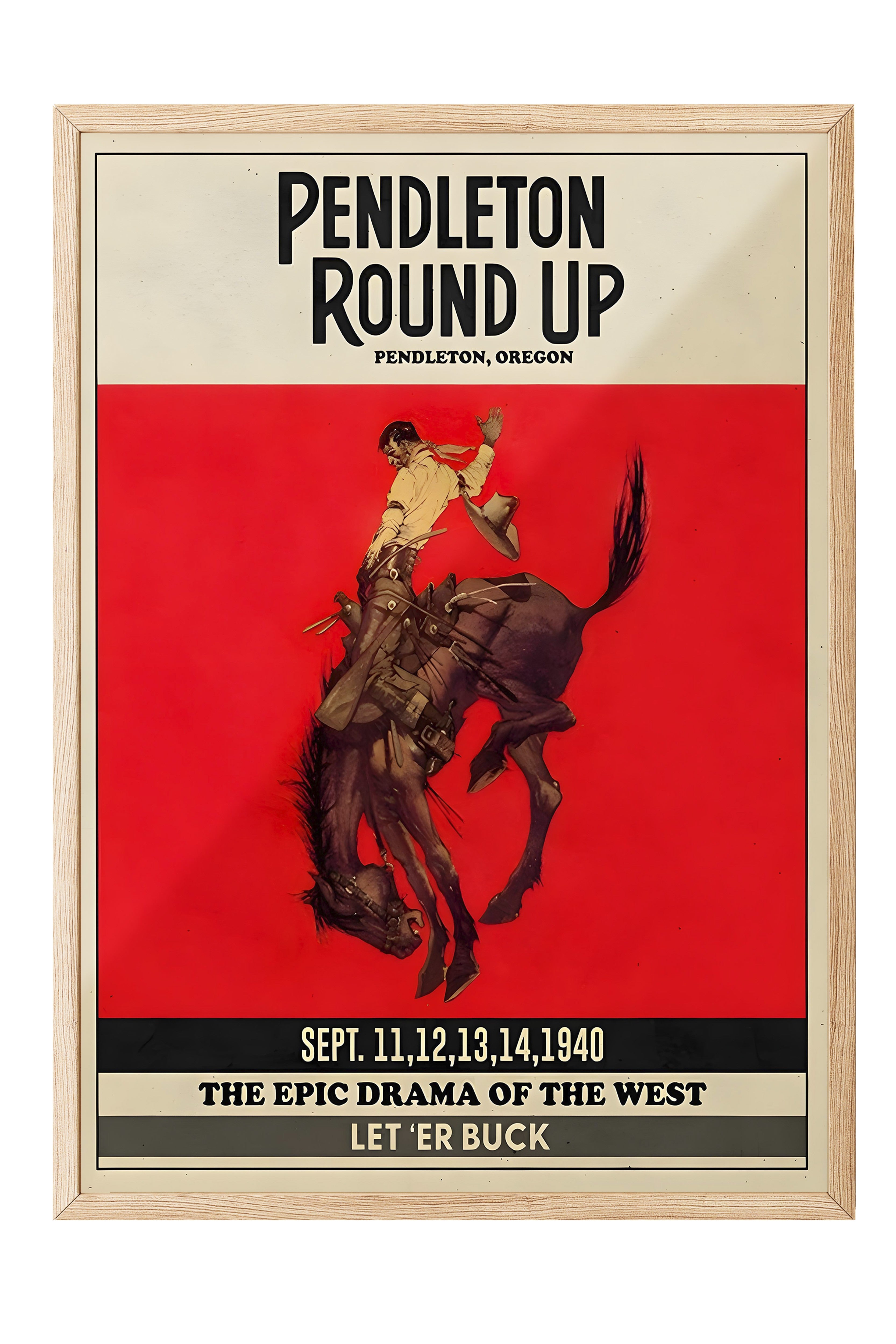 Ahşap Çerçeveli Tablo, Pendleton Round Up Rodeo, Comfort Serisi Poster ve  Ahşap Tablo, NO:108960