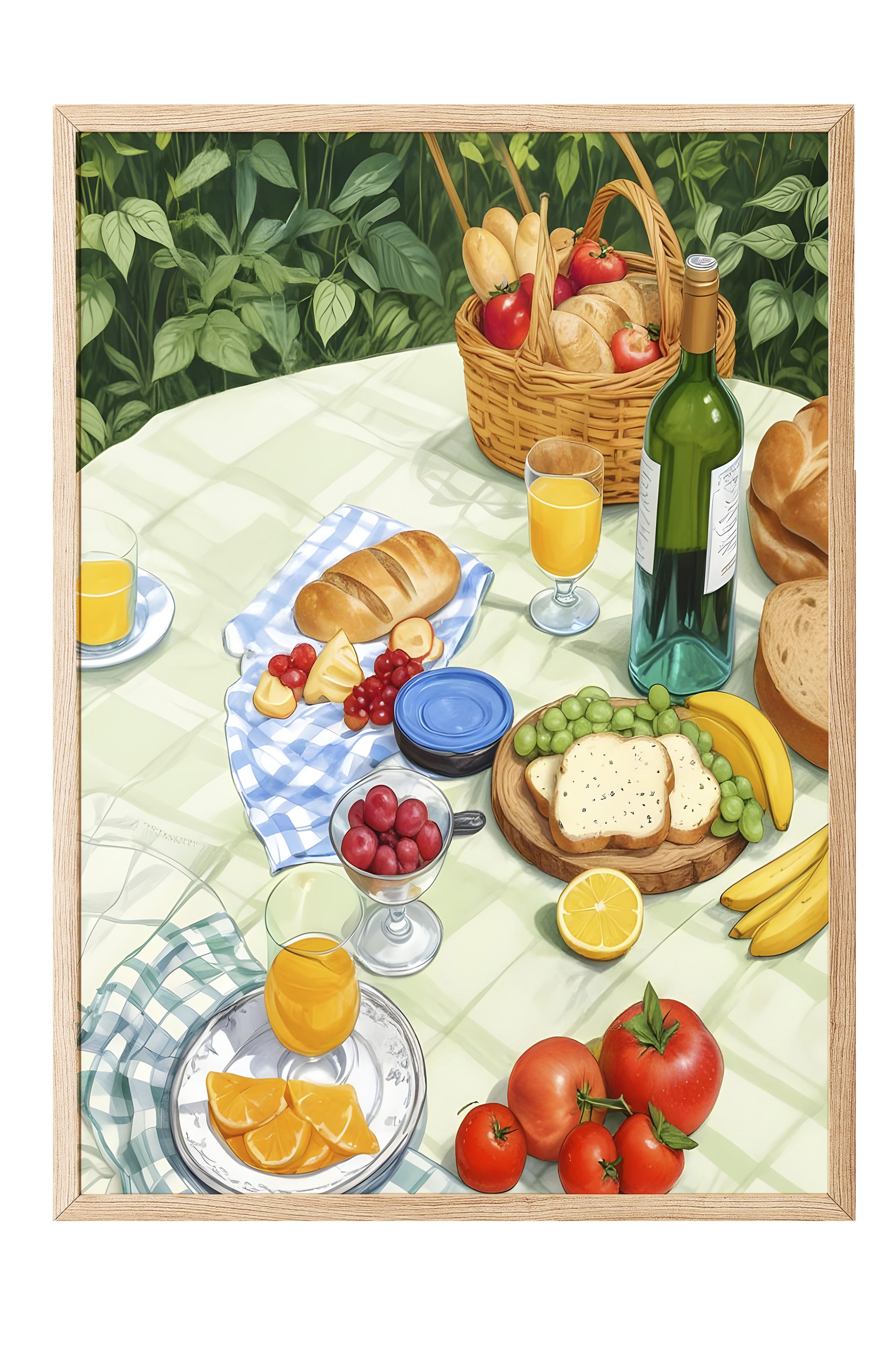 Ahşap Çerçeveli Tablo, Picnic Time, Comfort Serisi Mutfak Ahşap Tablo, NO:109106