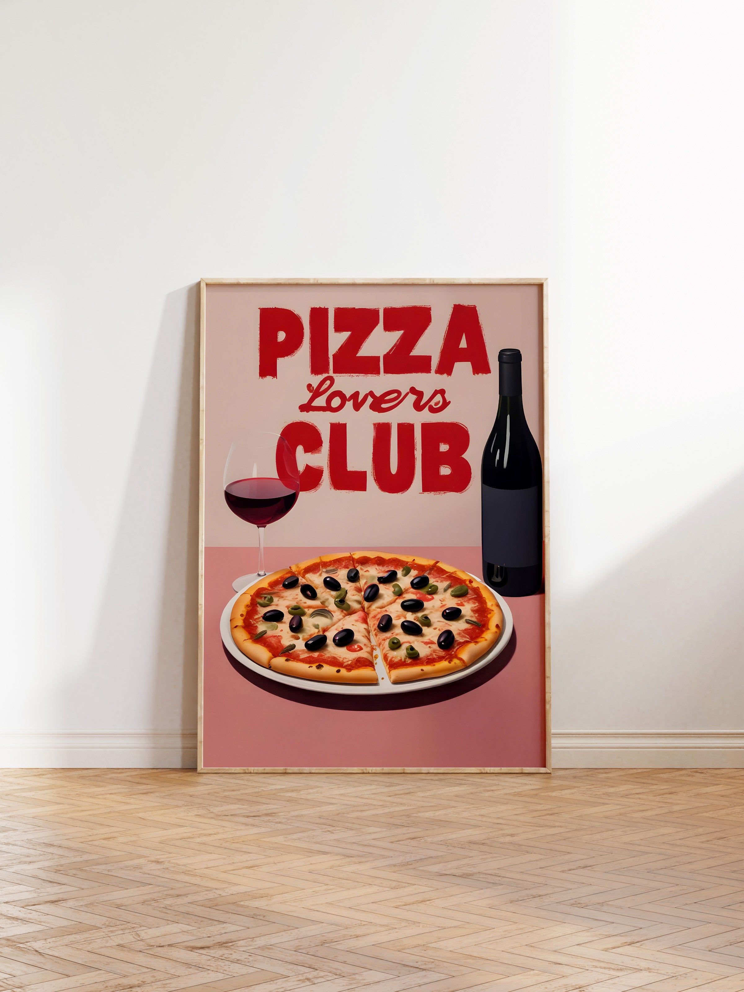 Ahşap Çerçeveli Tablo, Pizza Lovers Club, Comfort Serisi Mutfak Ahşap Tablo, NO:109072