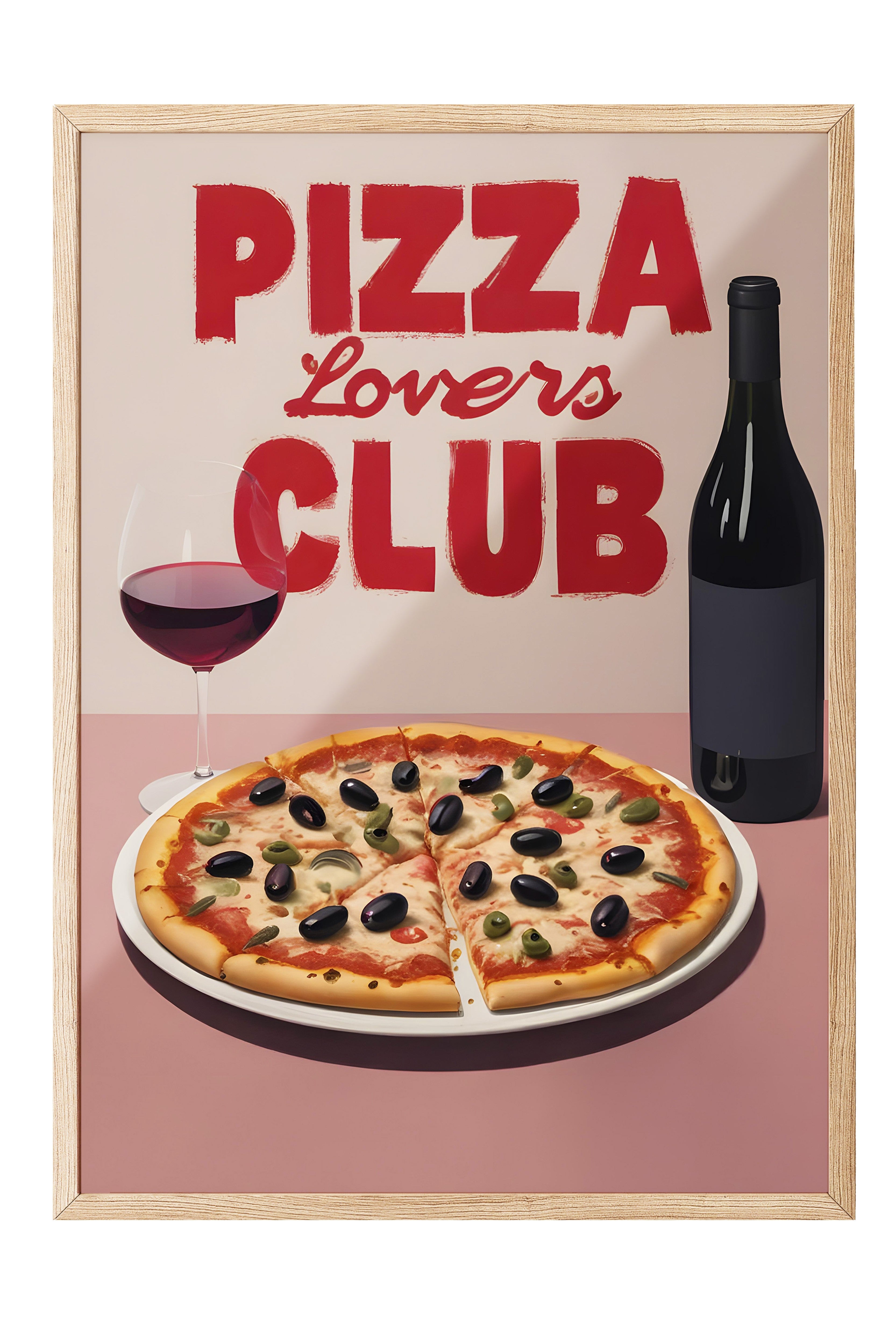 Ahşap Çerçeveli Tablo, Pizza Lovers Club, Comfort Serisi Mutfak Ahşap Tablo, NO:109072