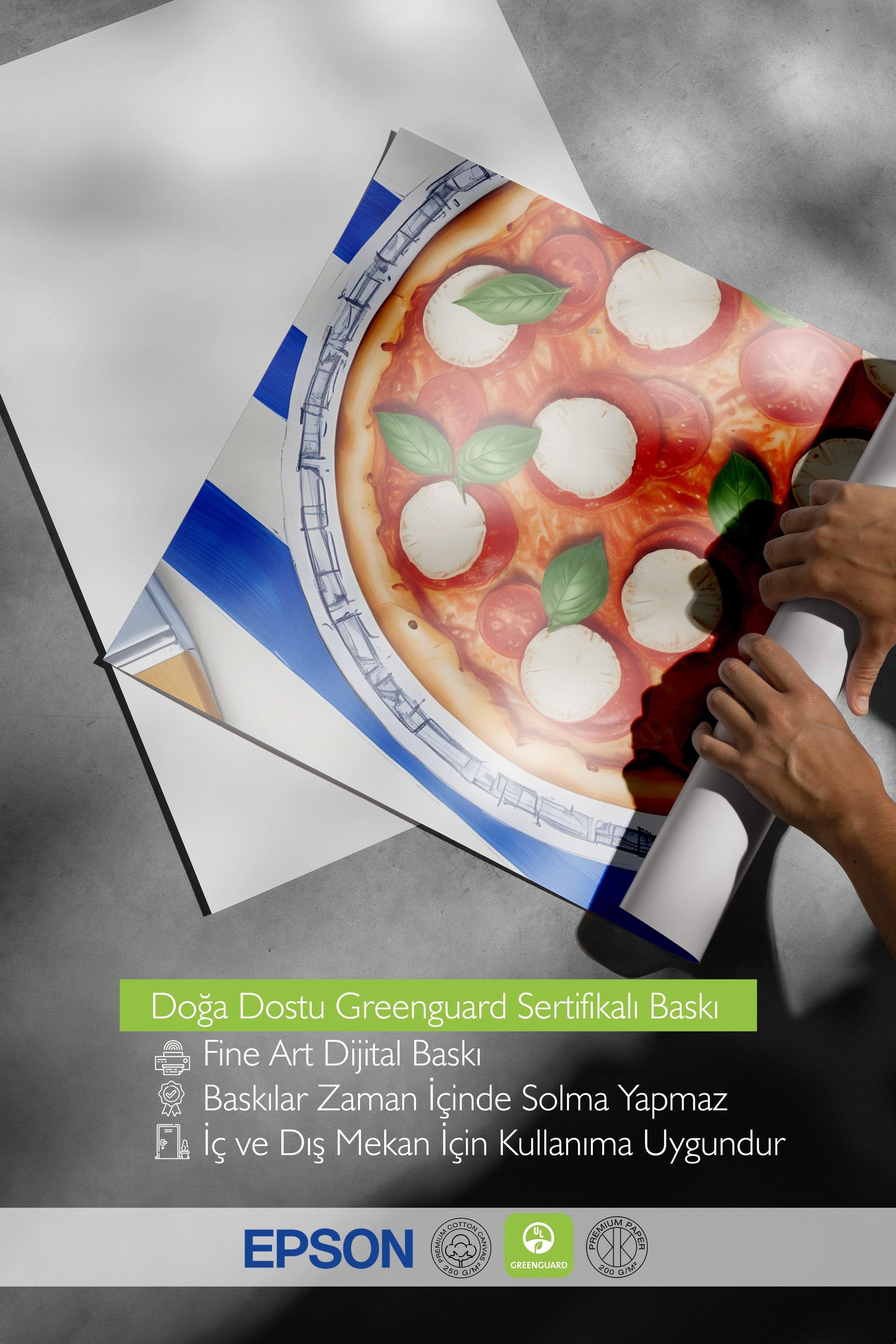 Ahşap Çerçeveli Tablo, Pizza Plate, Comfort Serisi Mutfak Ahşap Tablo, NO:109103