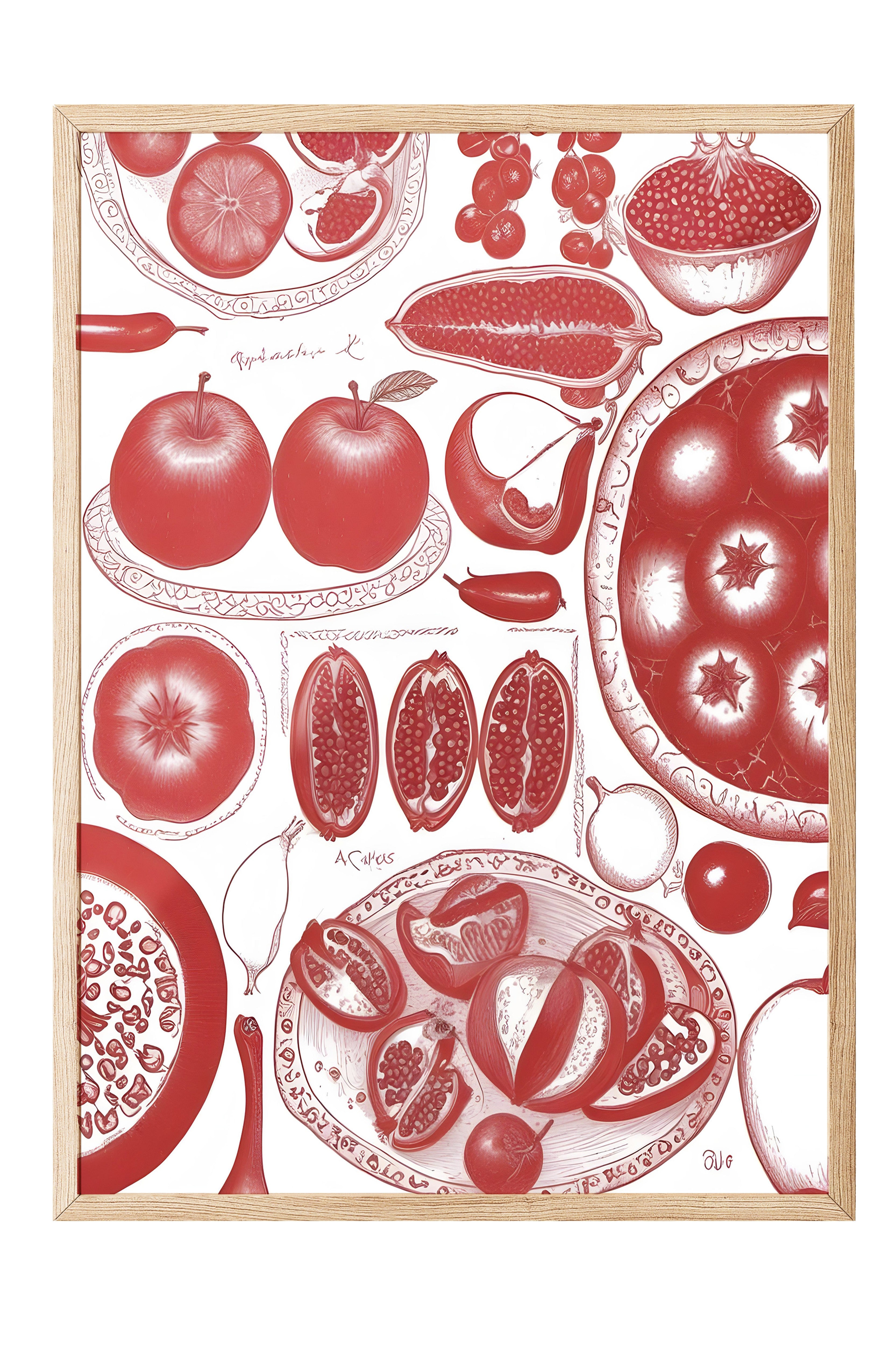 Ahşap Çerçeveli Tablo, Pomegranate, Comfort Serisi Mutfak Ahşap Tablo, NO:109159