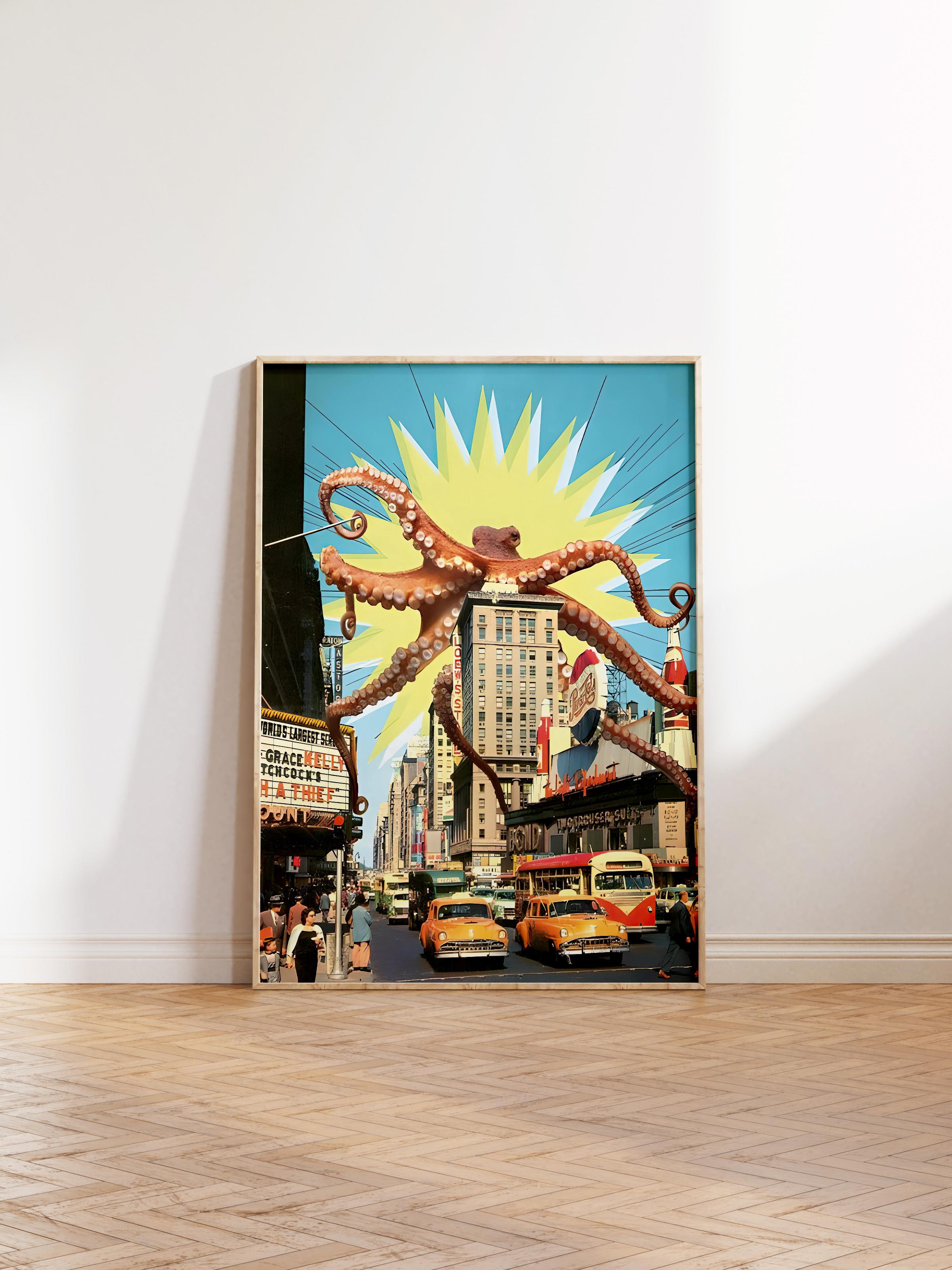 Ahşap Çerçeveli Tablo, Poster ve Çerçeve Seti, Attack of the Octopus Comfort Serisi NO:108732