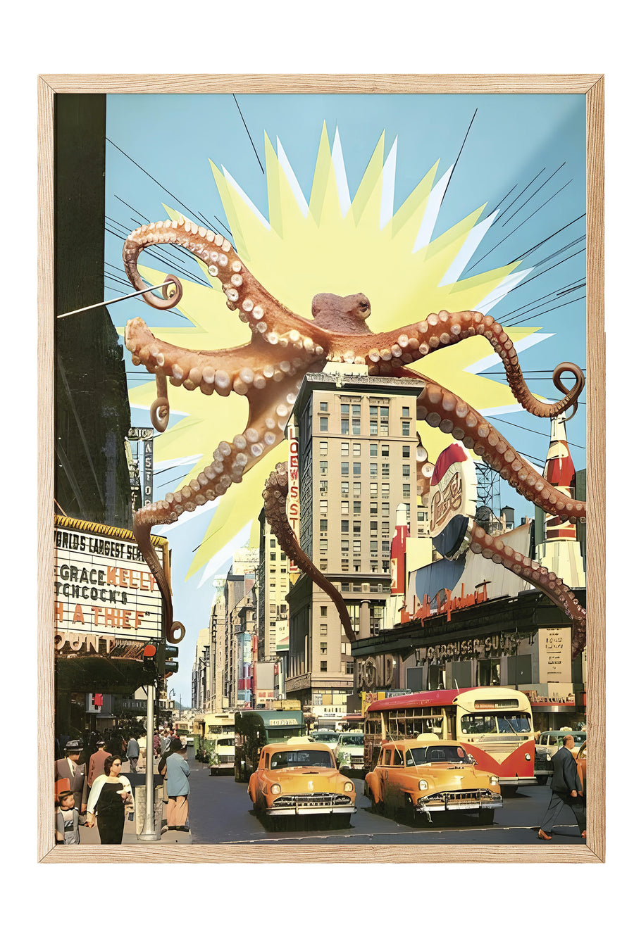 Ahşap Çerçeveli Tablo, Poster ve Çerçeve Seti, Attack of the Octopus Comfort Serisi NO:108732