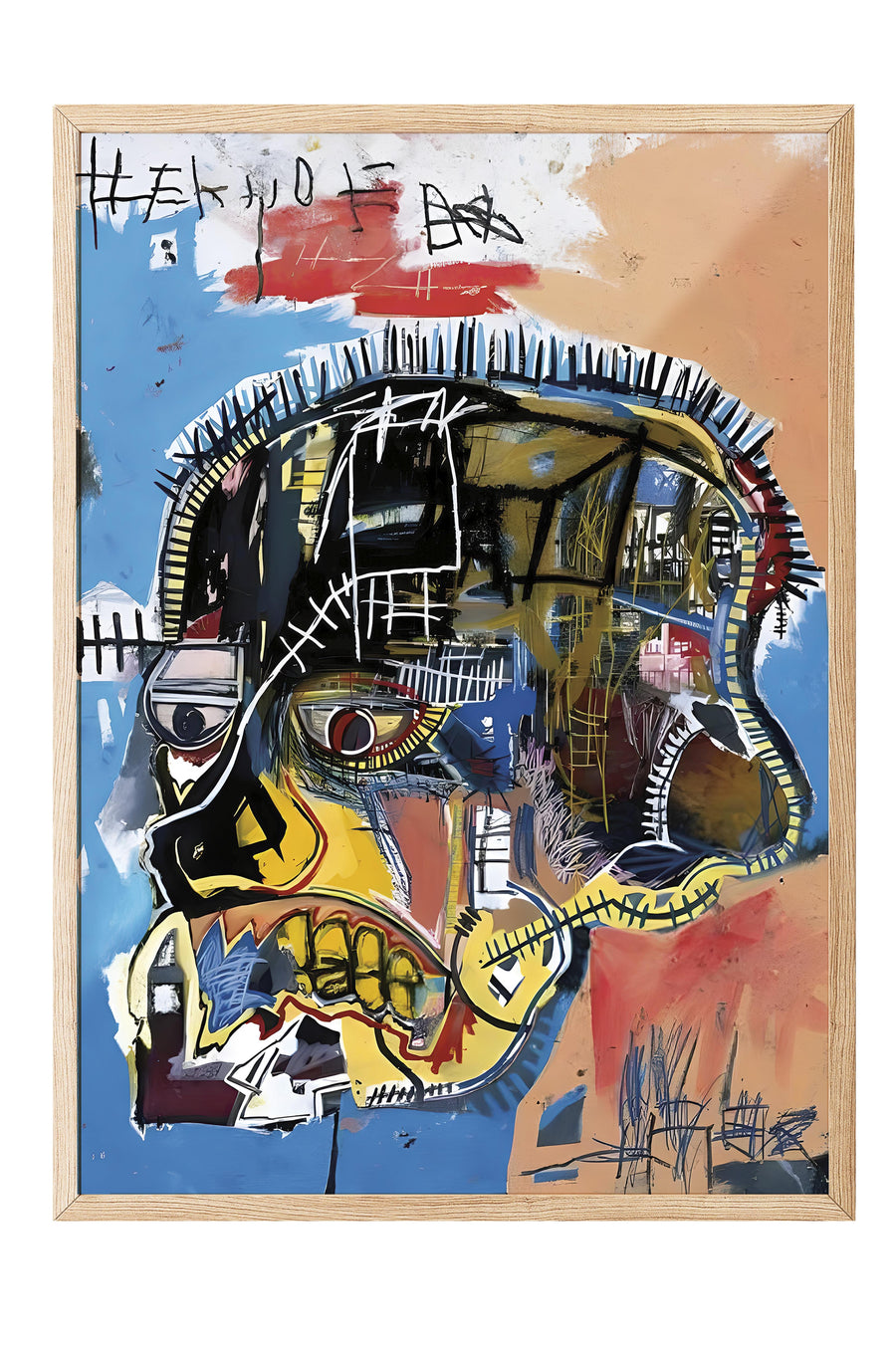 Ahşap Çerçeveli Tablo, Poster ve Çerçeve Seti, Basquiat Skull Comfort Serisi NO:108692