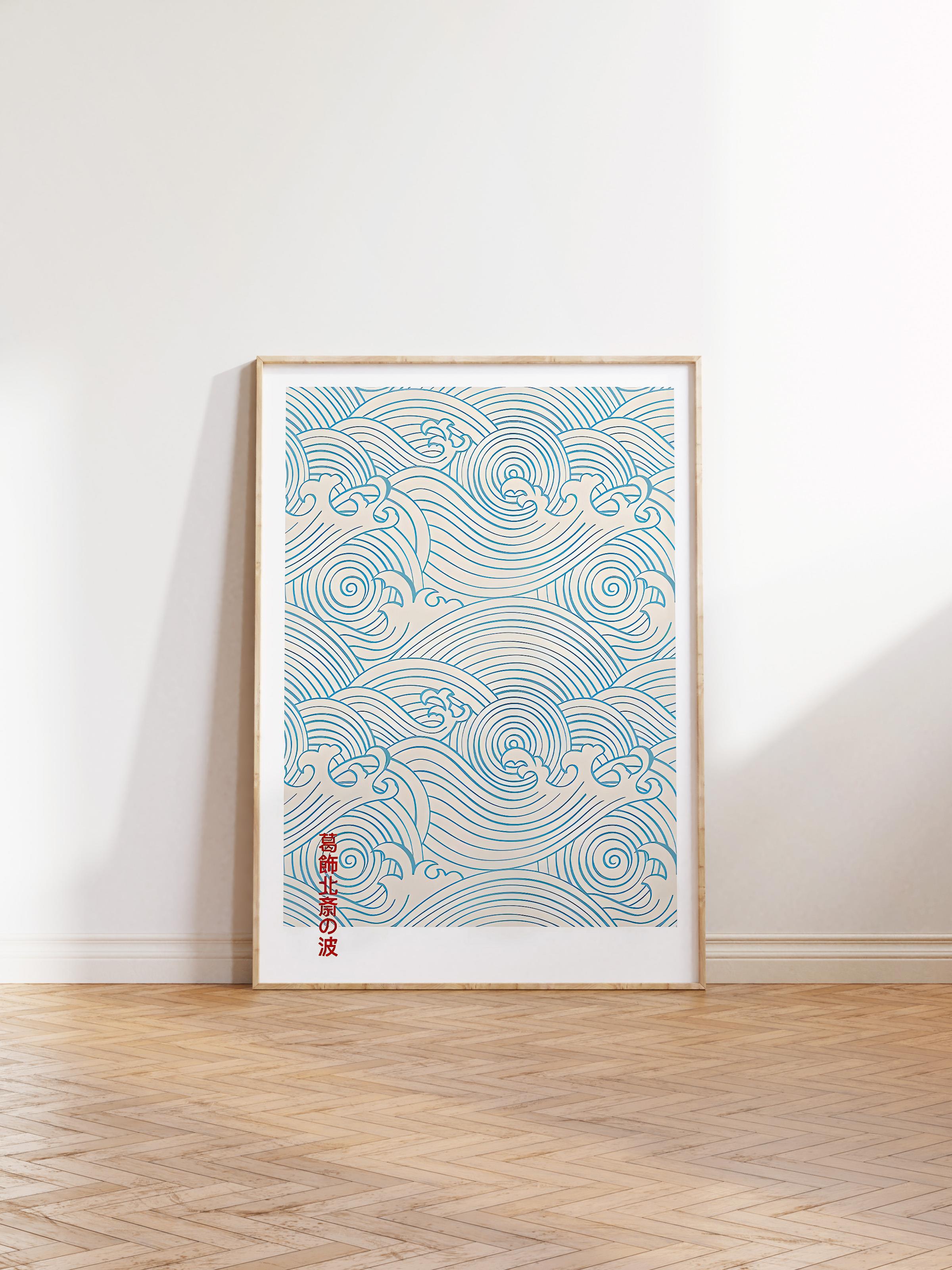 Ahşap Çerçeveli Tablo, Poster ve Çerçeve Seti, Blue Waves Comfort Serisi NO:108709