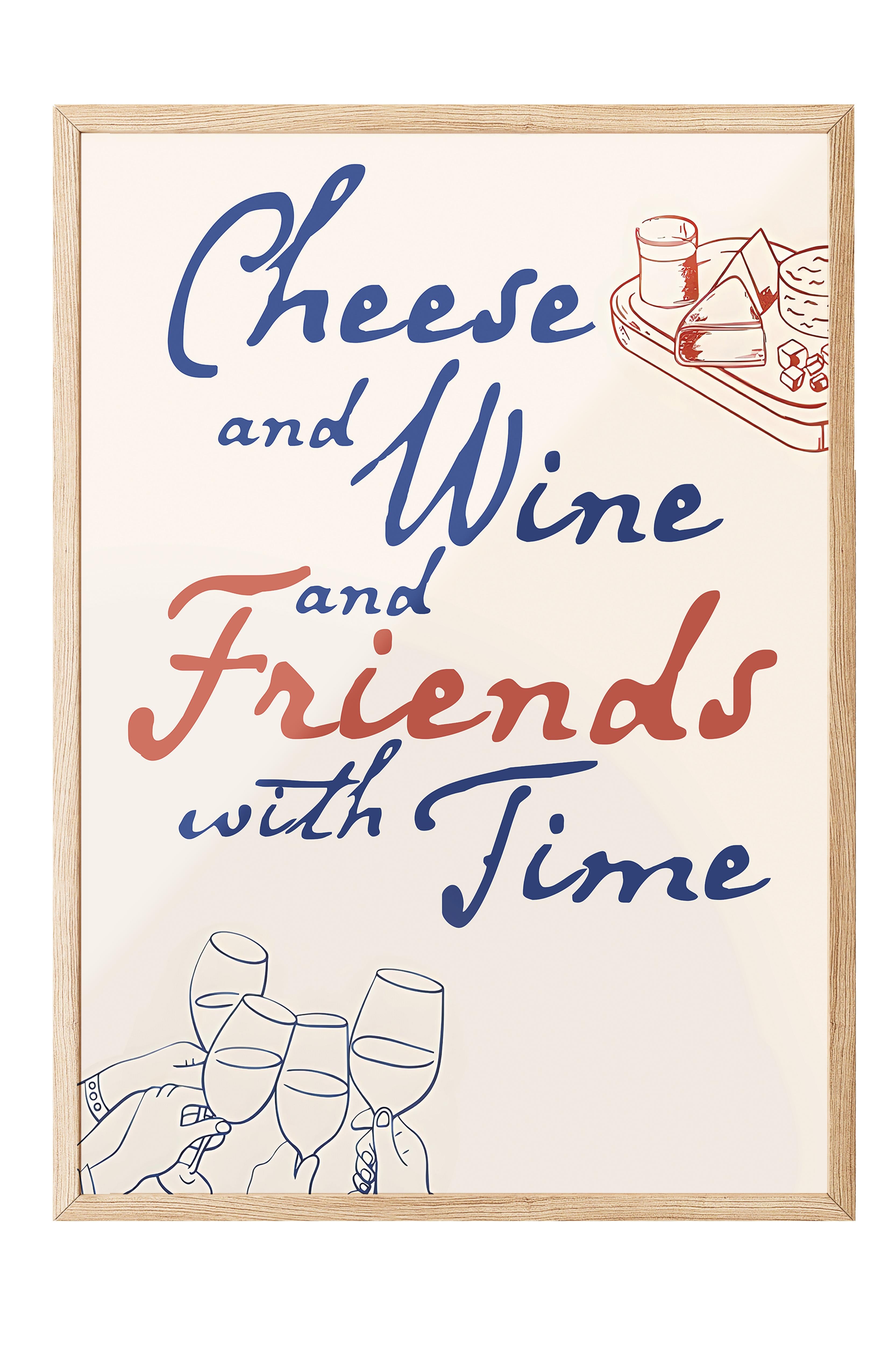 Ahşap Çerçeveli Tablo, Poster ve Çerçeve Seti, Cheese And Wine Comfort Serisi NO:108702