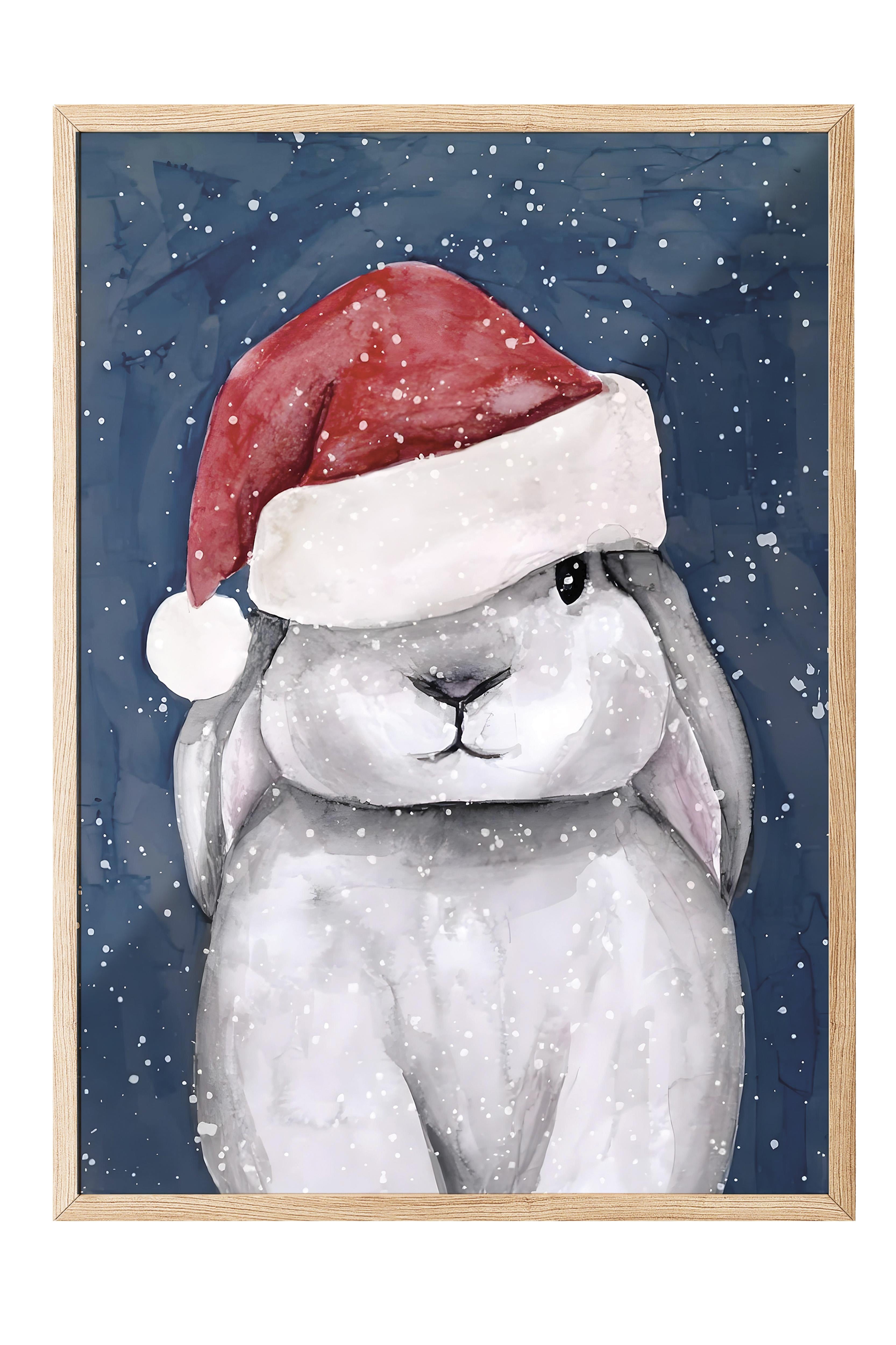 Ahşap Çerçeveli Tablo, Yılbaşı Poster, Yılbaşı Dekoru,Christmas Bunny Comfort Serisi NO:108661