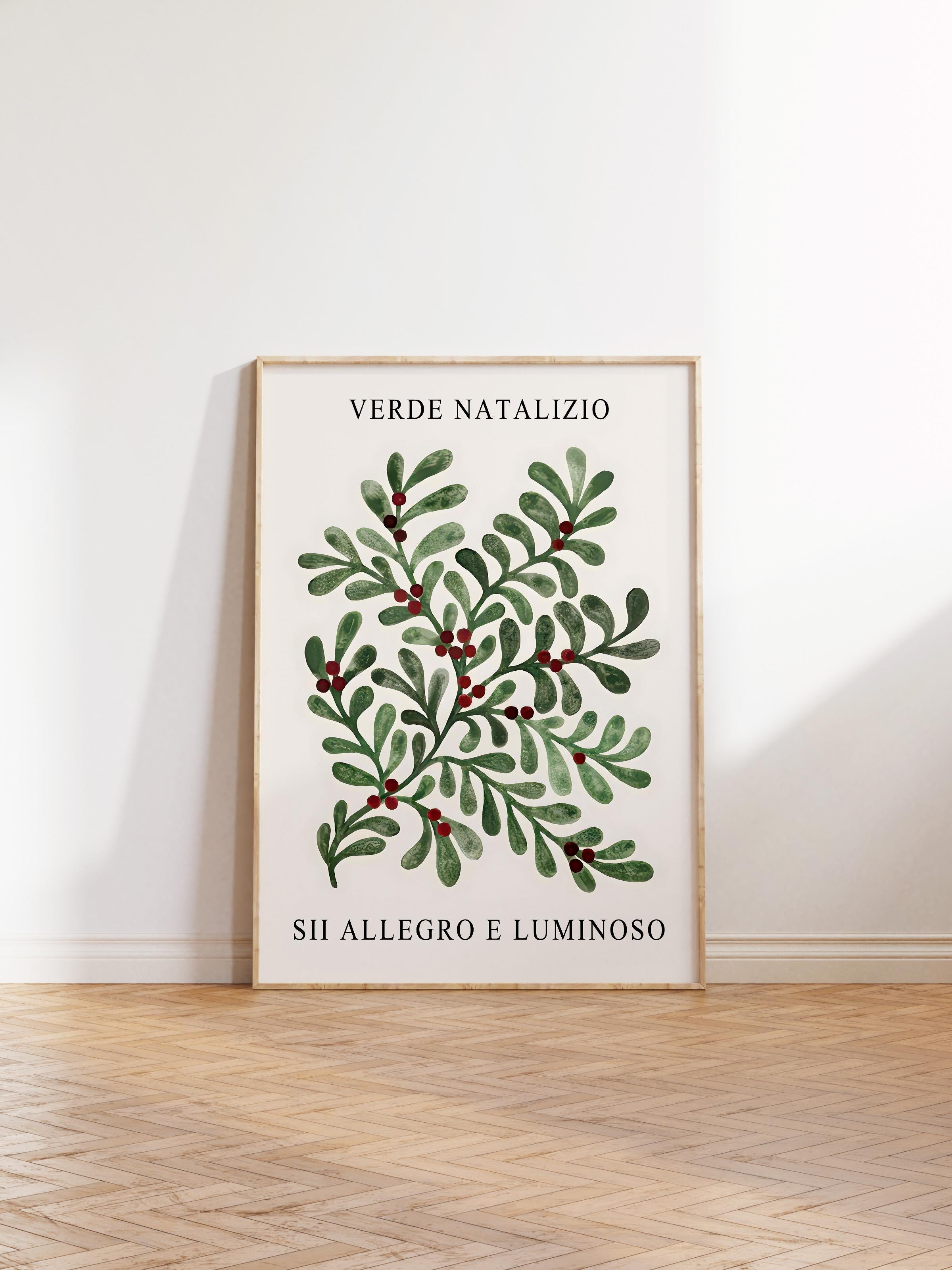 Ahşap Çerçeveli Tablo, Yılbaşı Poster, Yılbaşı Dekoru,Christmas Greenery Comfort Serisi NO:108671