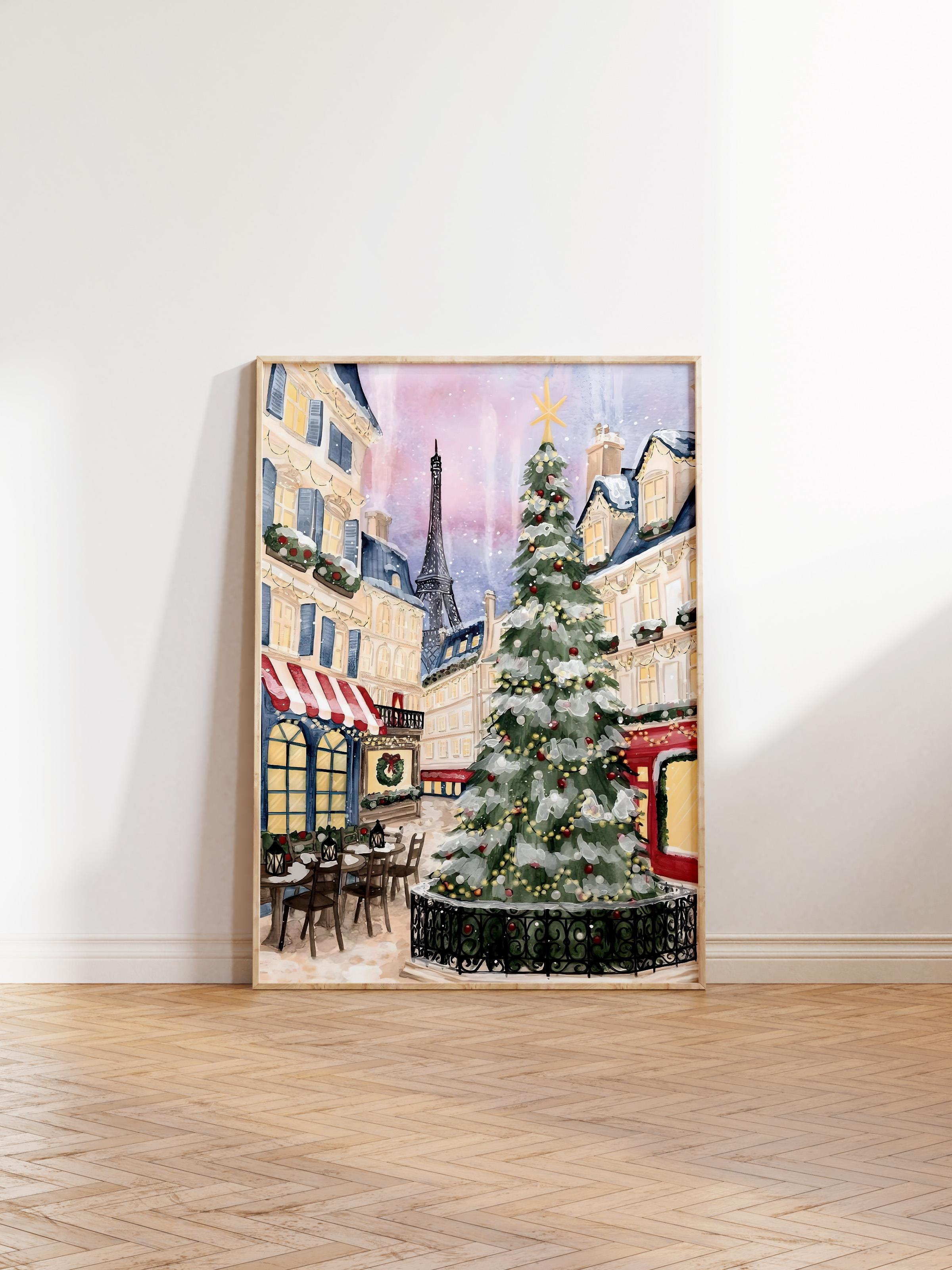 Ahşap Çerçeveli Tablo, Yılbaşı Poster, Yılbaşı Dekoru,Christmas in Town Comfort Serisi NO:108658