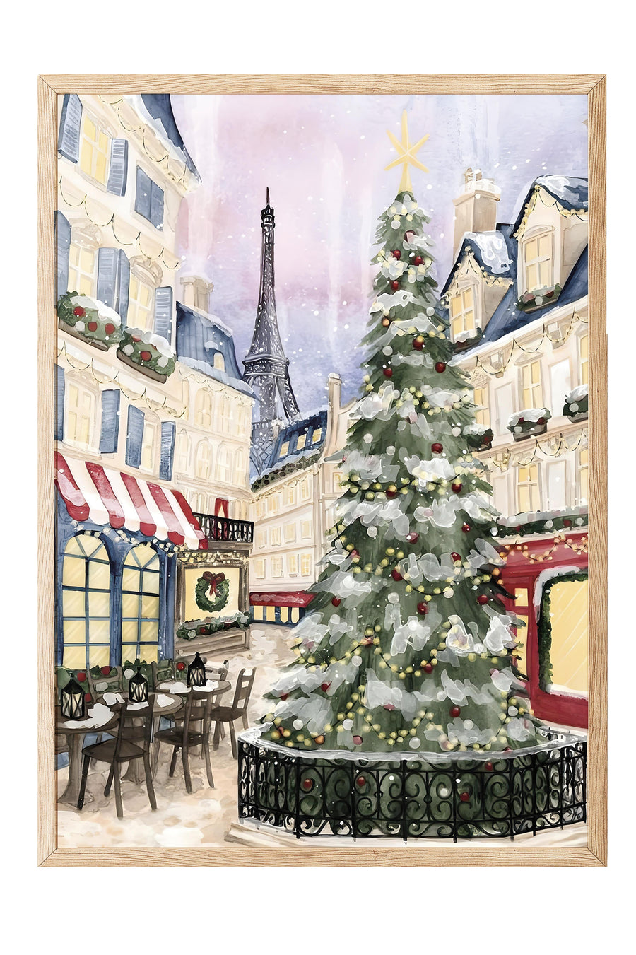 Ahşap Çerçeveli Tablo, Yılbaşı Poster, Yılbaşı Dekoru,Christmas in Town Comfort Serisi NO:108658