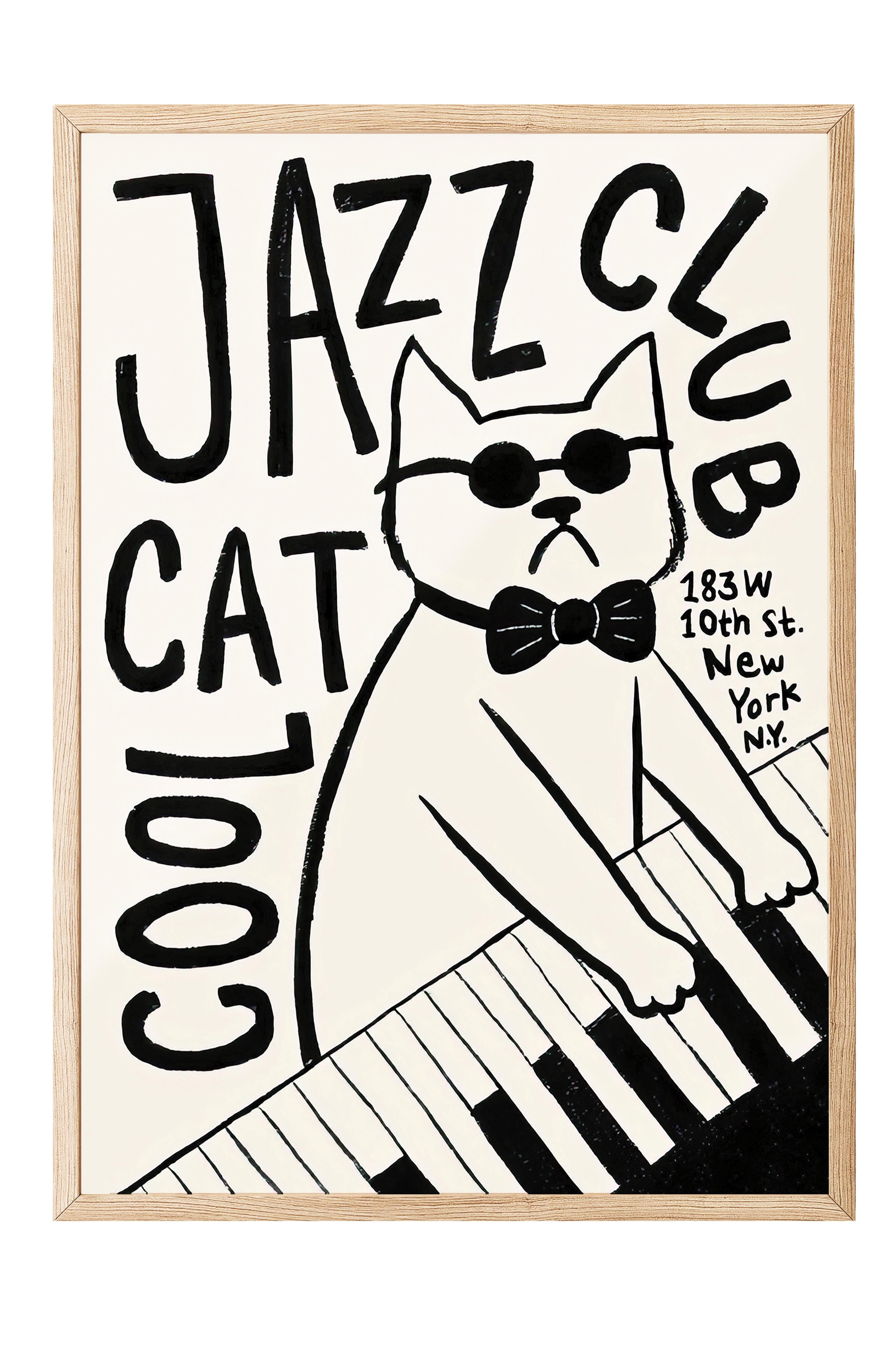 Ahşap Çerçeveli Tablo, Poster ve Çerçeve Seti, Cool Cat Jazz Club Comfort Serisi NO:108688