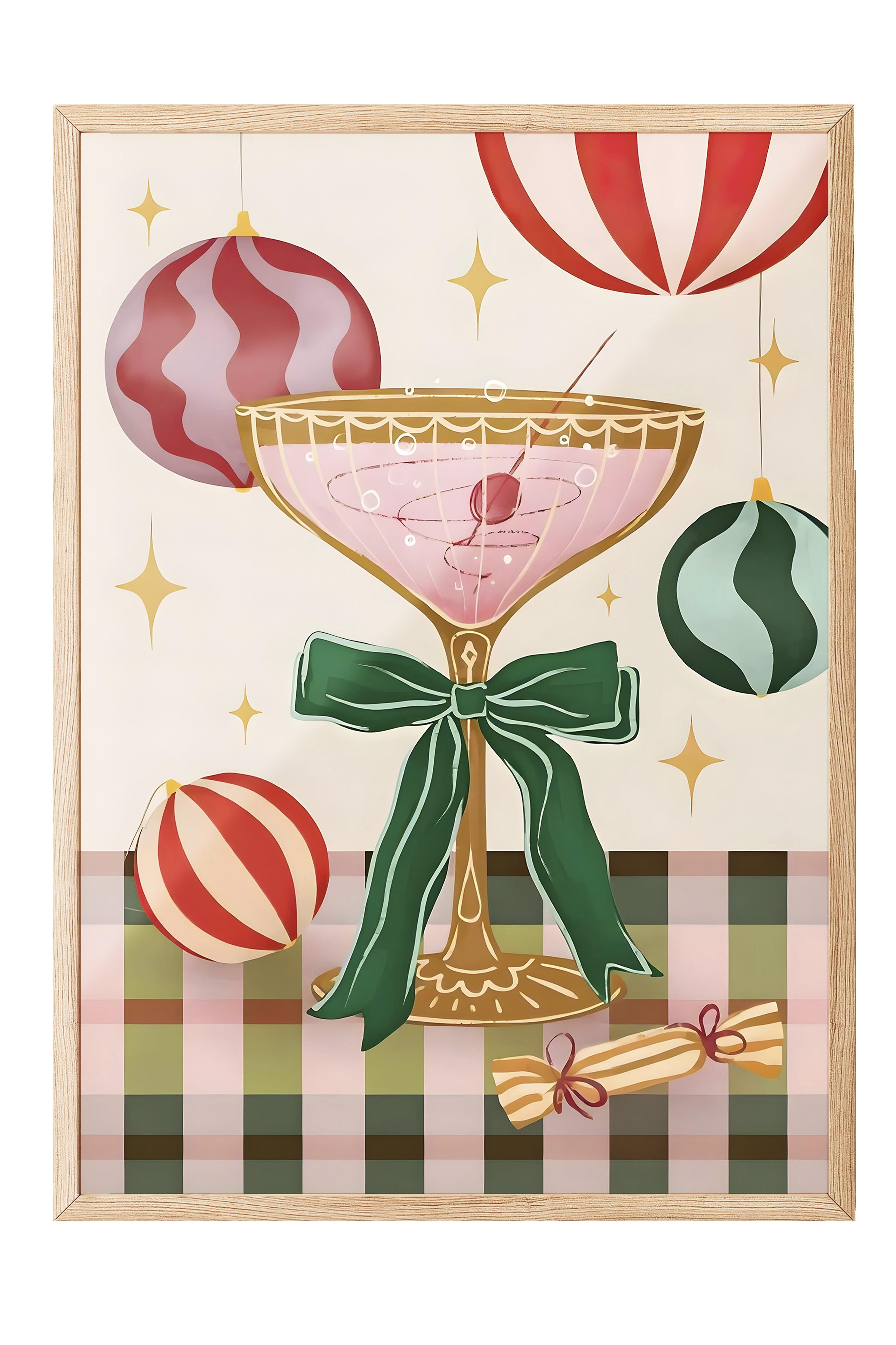Ahşap Çerçeveli Tablo, Yılbaşı Poster, Yılbaşı Dekoru,Festive Cocktail Comfort Serisi NO:108676