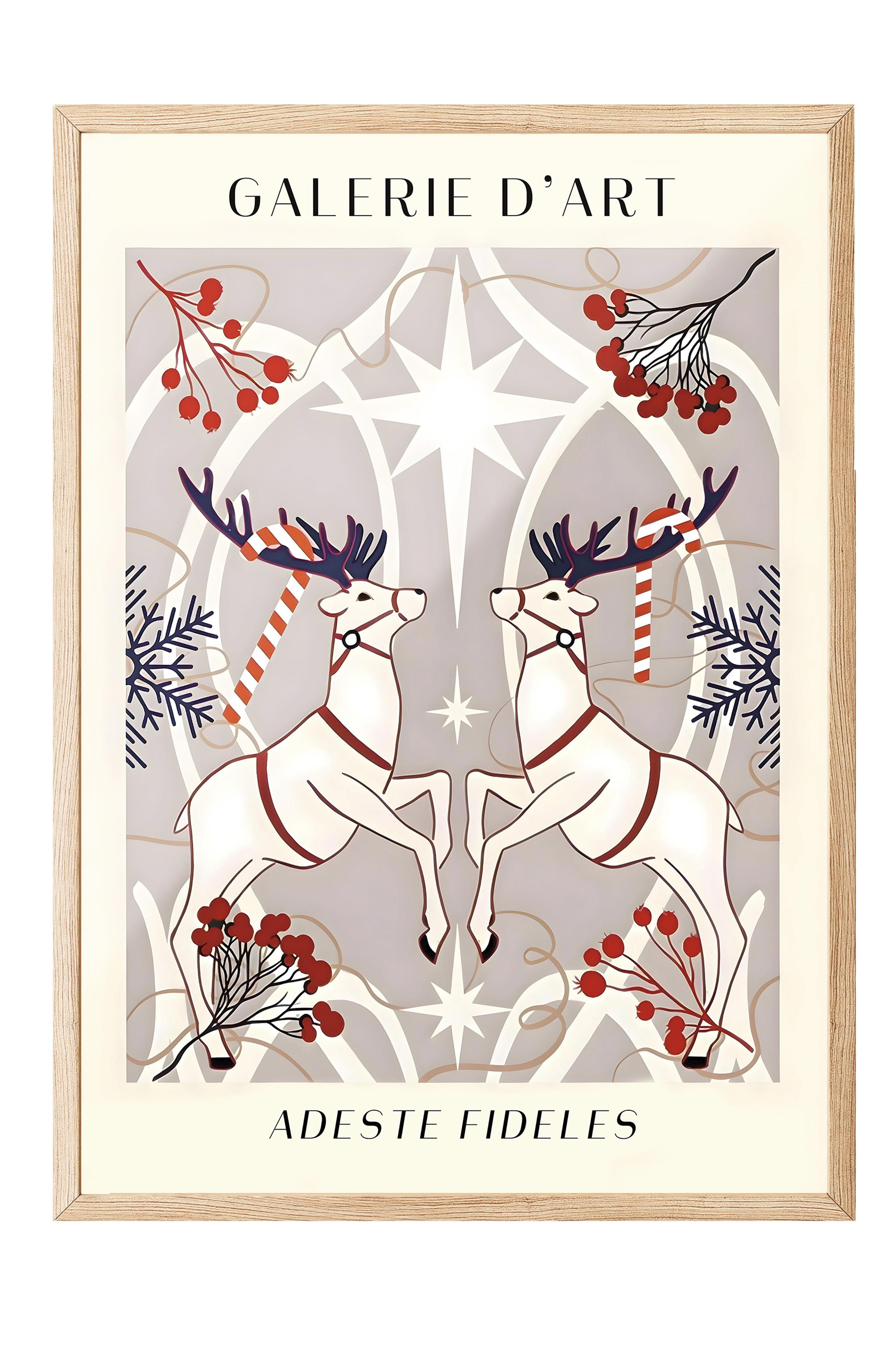 Ahşap Çerçeveli Tablo, Yılbaşı Poster, Yılbaşı Dekoru,Holiday Pattern Comfort Serisi NO:108680
