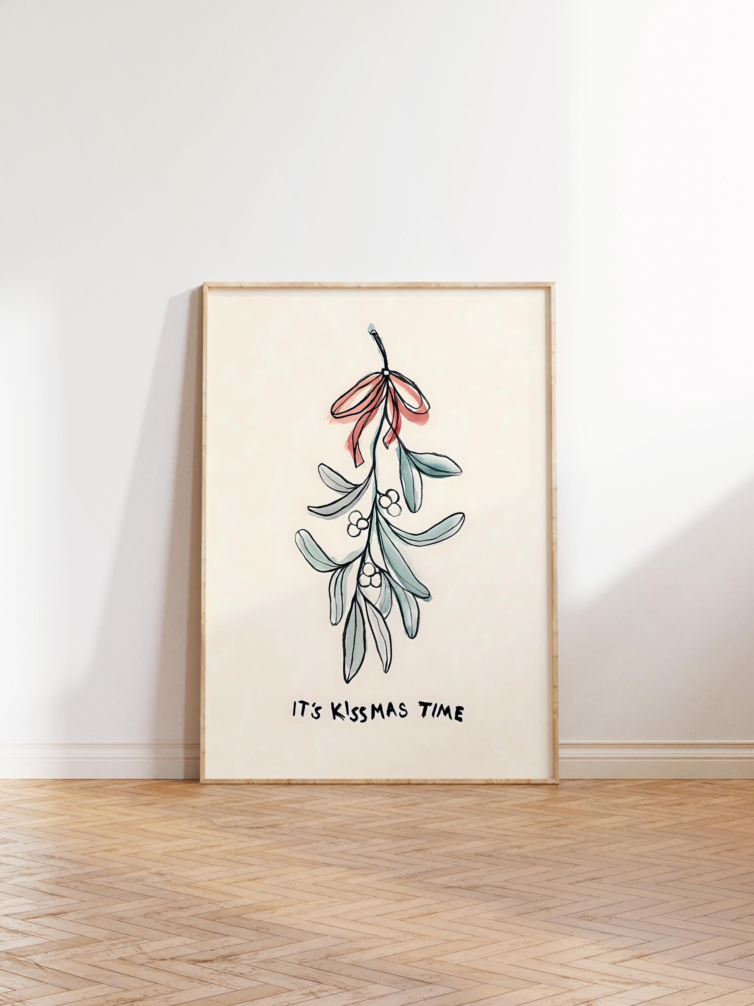 Ahşap Çerçeveli Tablo, Yılbaşı Poster, Yılbaşı Dekoru,It's Kissmas Time Comfort Serisi NO:108678