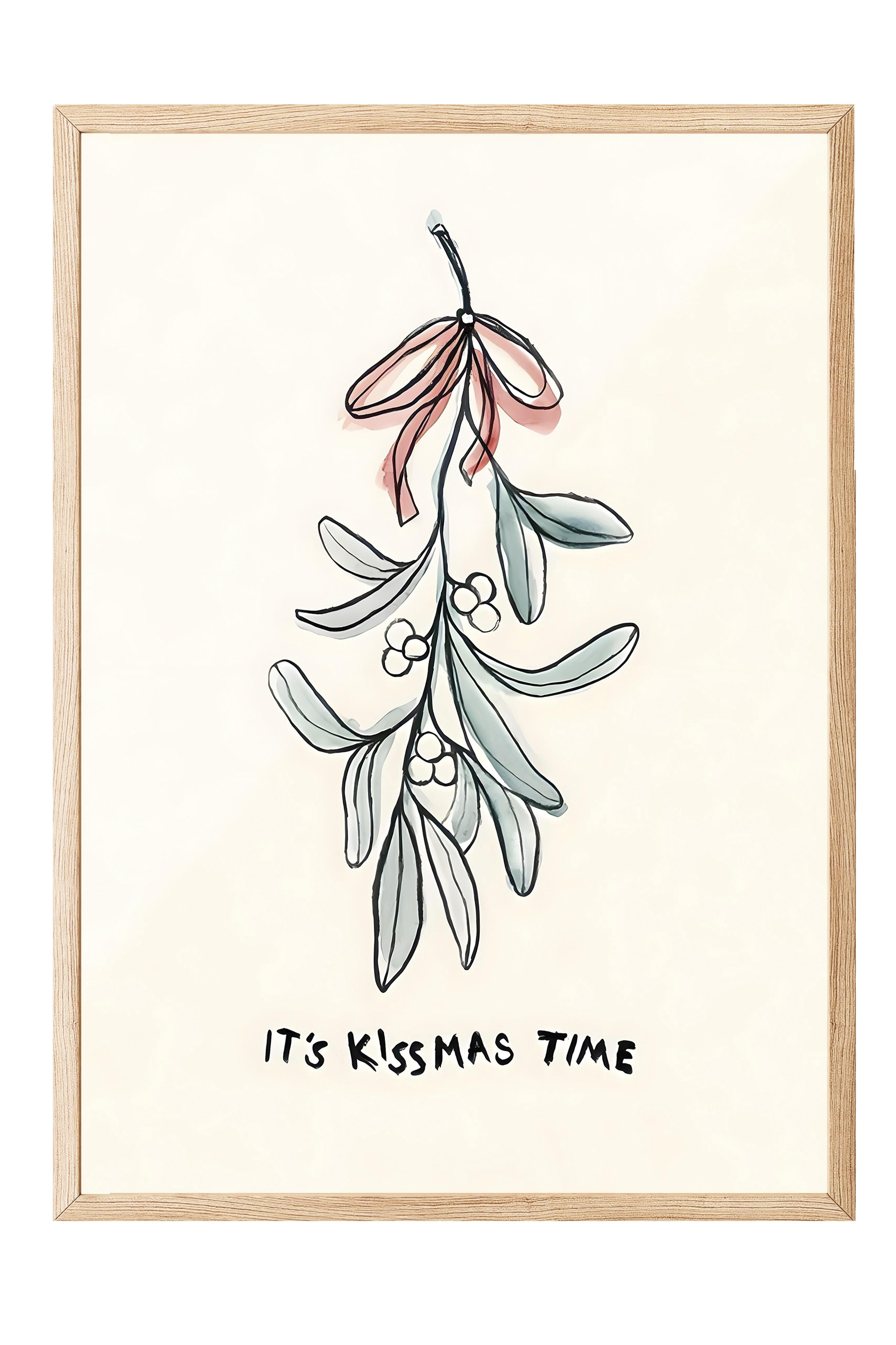 Ahşap Çerçeveli Tablo, Yılbaşı Poster, Yılbaşı Dekoru,It's Kissmas Time Comfort Serisi NO:108678