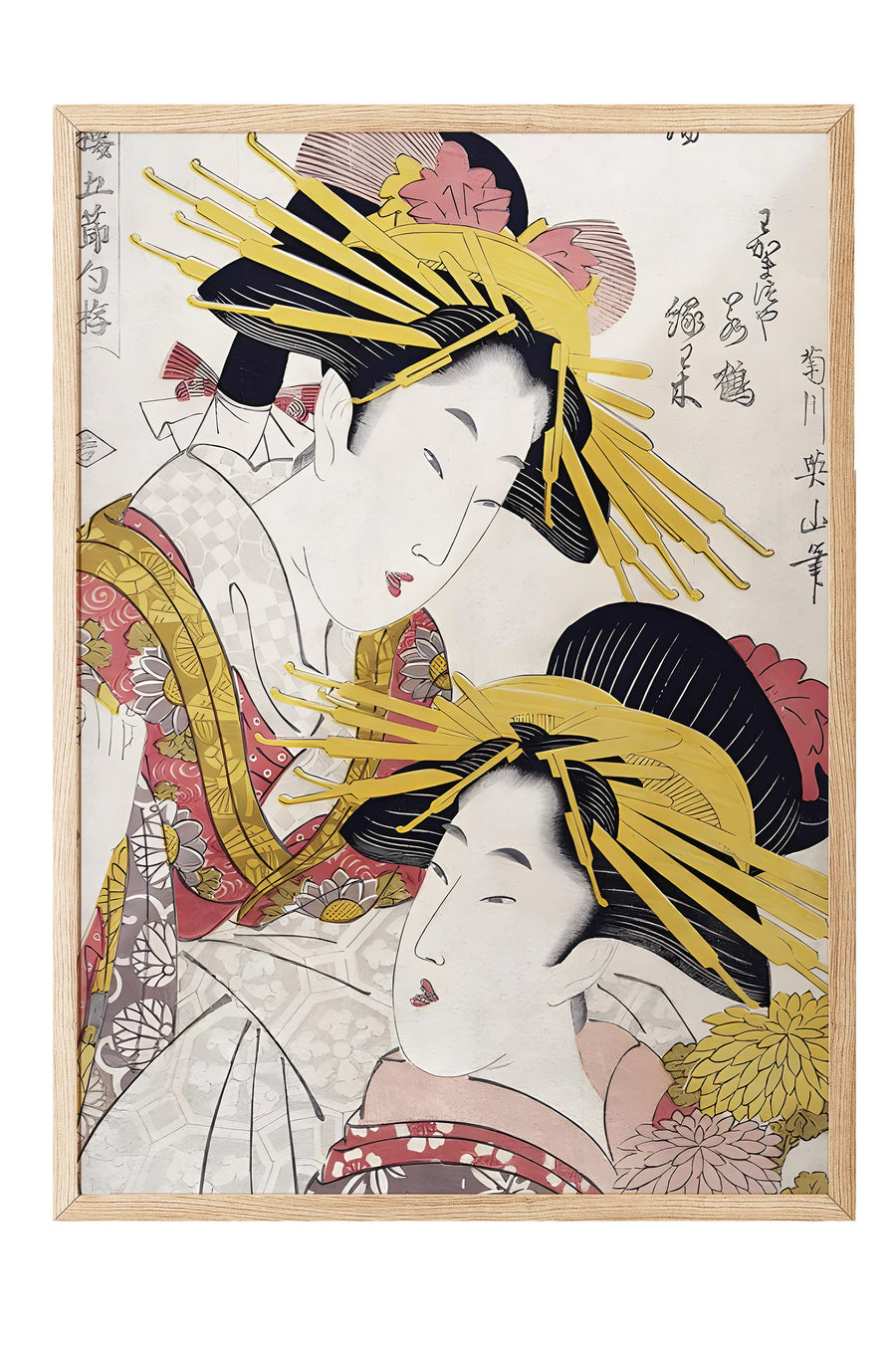 Geleneksel Japon Kadınları Ukiyo-e Baskısı Japon Sanatı Poster – Ahşap Çerçeveli Tablo