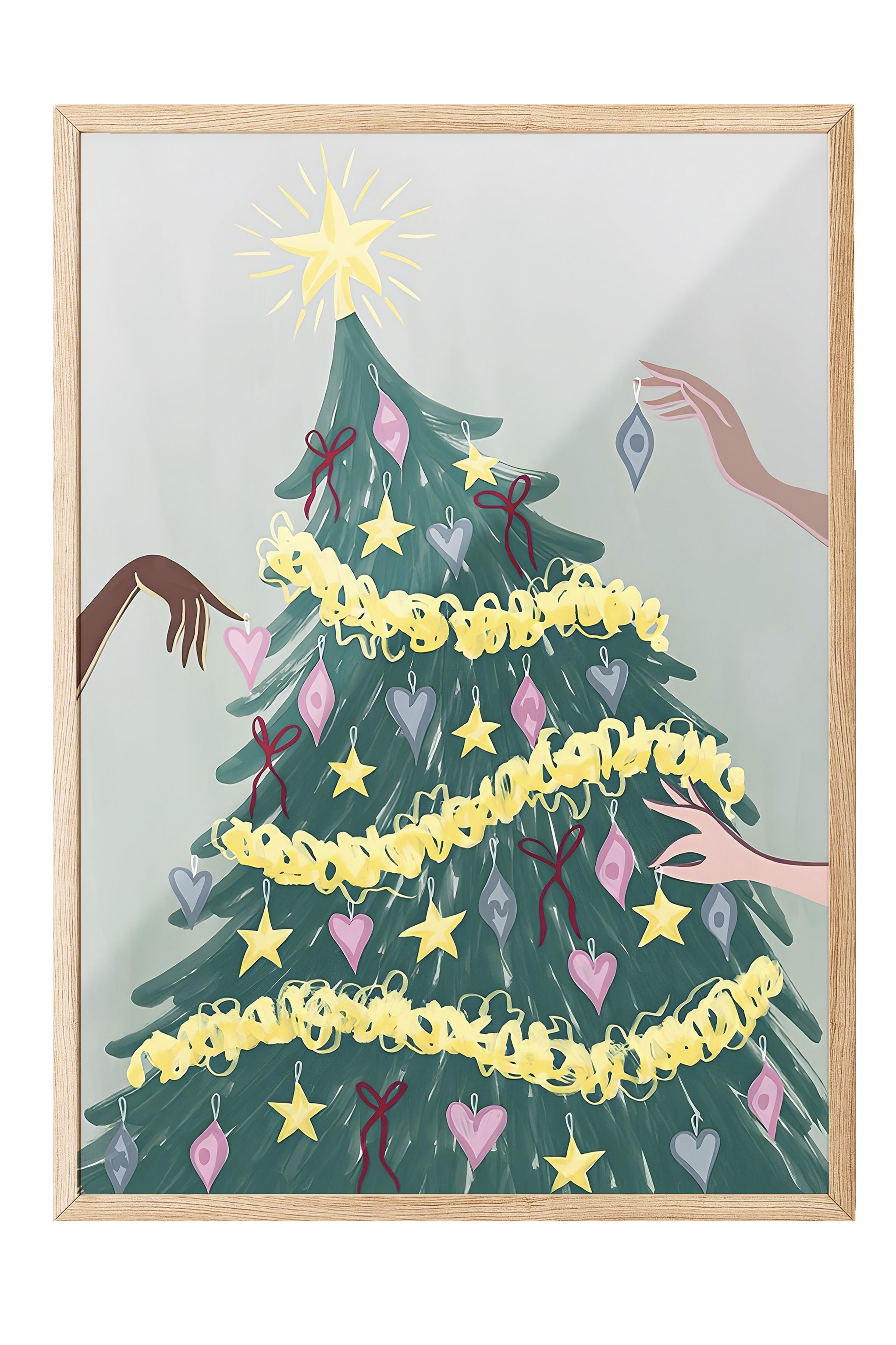 Ahşap Çerçeveli Tablo, Çerçeveli Yılbaşı Poster, Yılbaşı Dekoru,Joyful Tree Comfort Serisi NO:108674