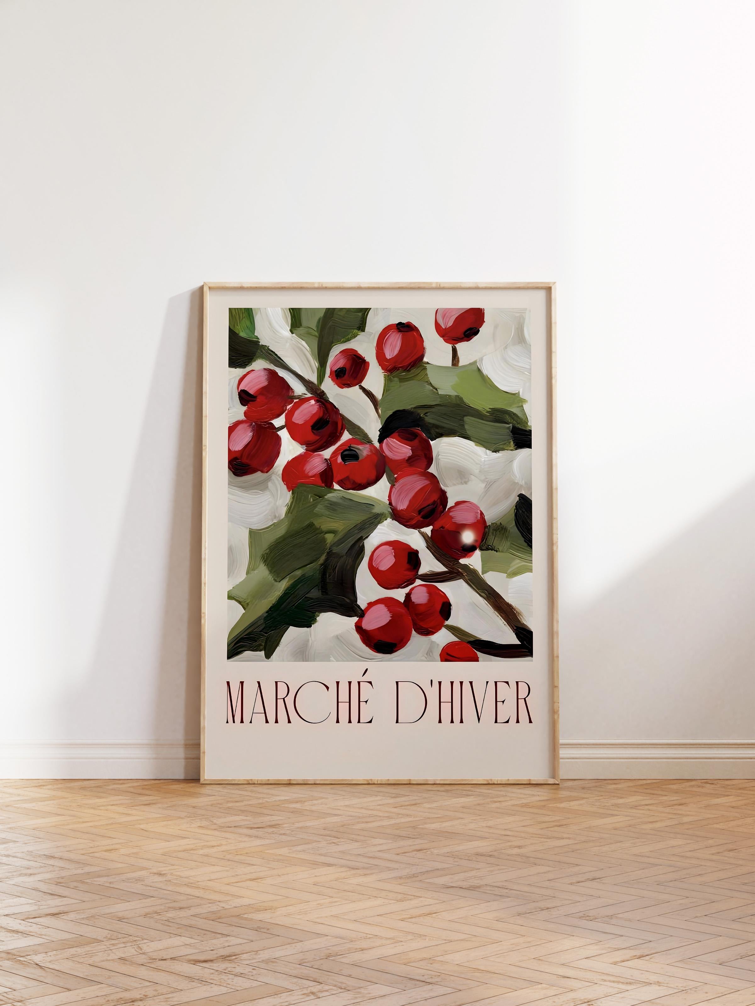 Ahşap Çerçeveli Tablo, Yılbaşı Poster, Yılbaşı Dekoru,Marché D'Hiver Comfort Serisi NO:108672