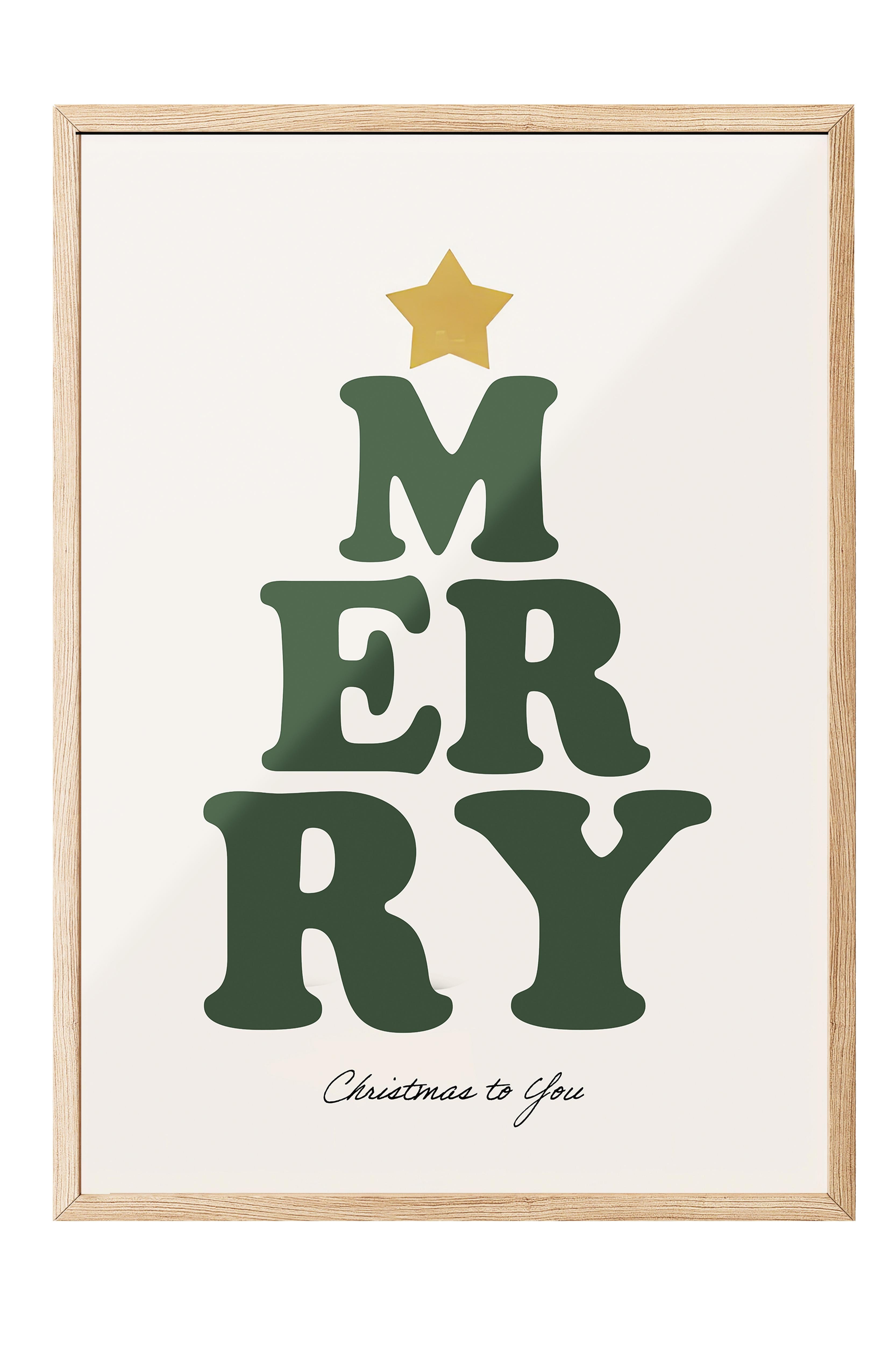 Ahşap Çerçeveli Tablo, Çerçeveli Yılbaşı Poster, Yılbaşı Dekoru,Merry Comfort Serisi NO:108684