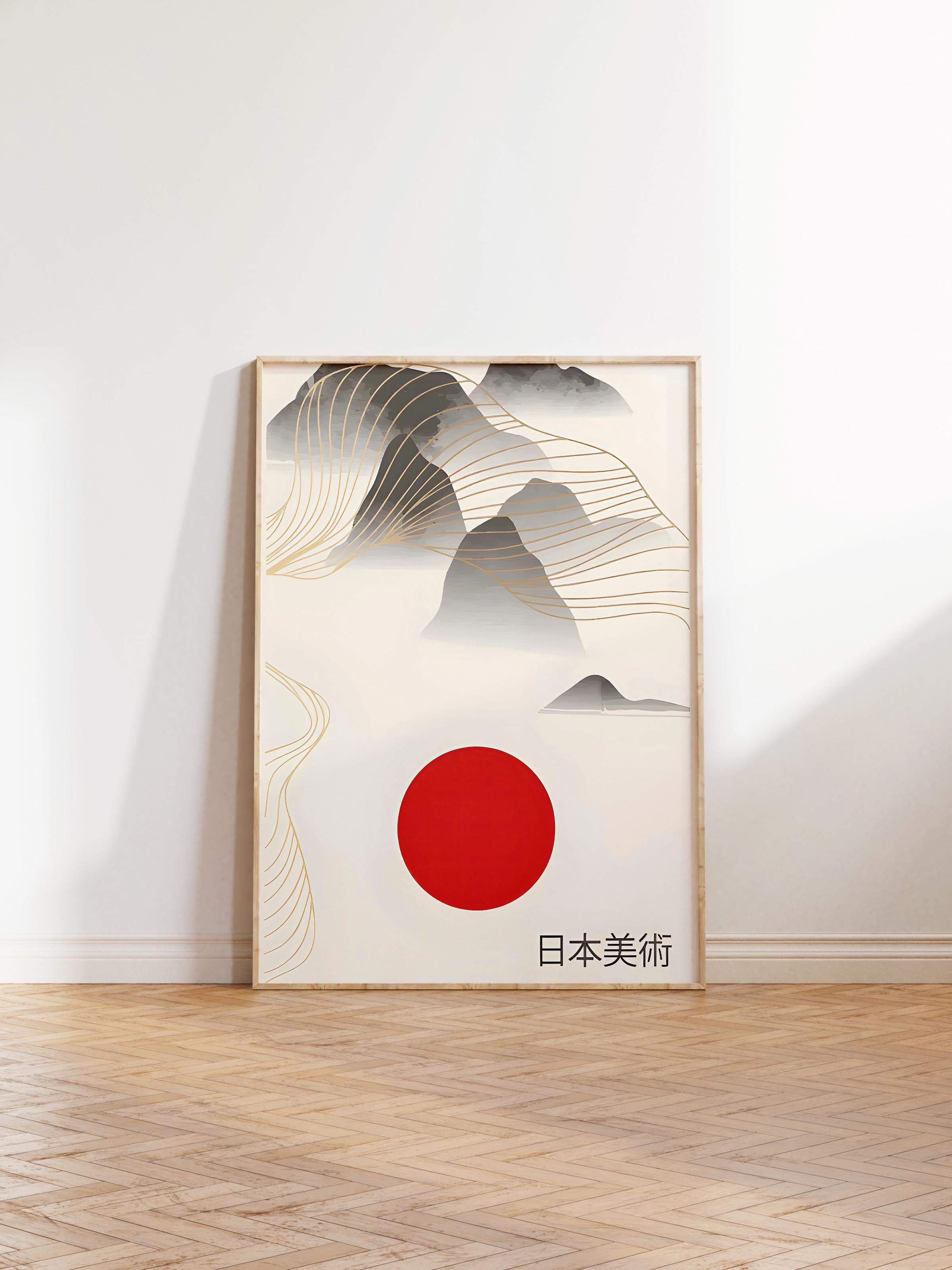 Ahşap Çerçeveli Tablo, Poster ve Çerçeve Seti, Mountains Japandi Comfort Serisi NO:108722