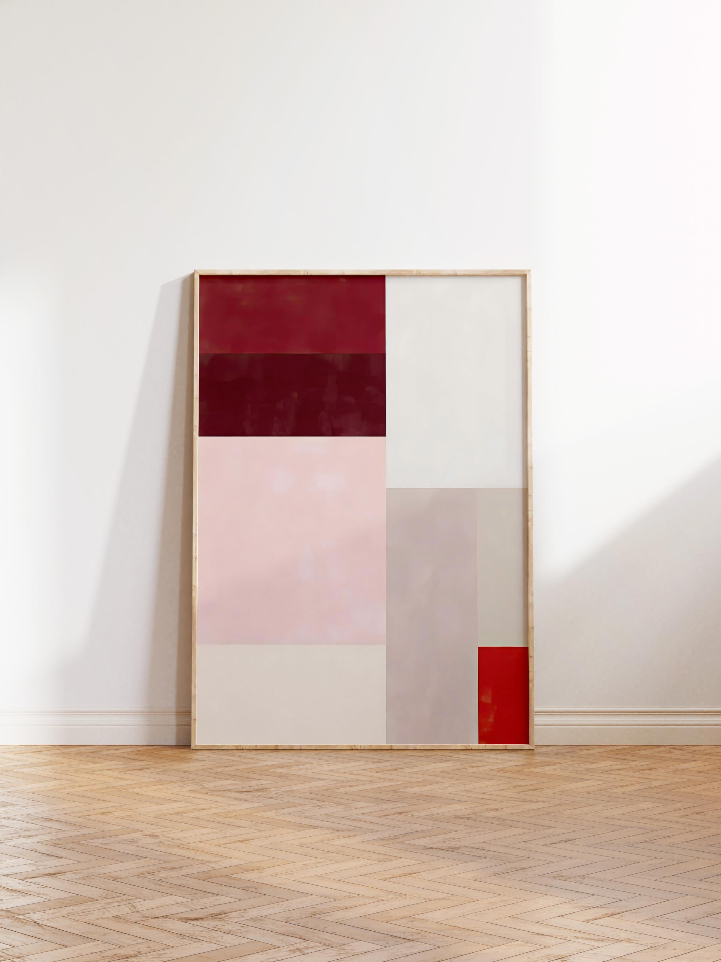 Ahşap Çerçeveli Tablo, Poster ve Çerçeve Seti, Red And Pink Colour Block Comfort Serisi NO:108707