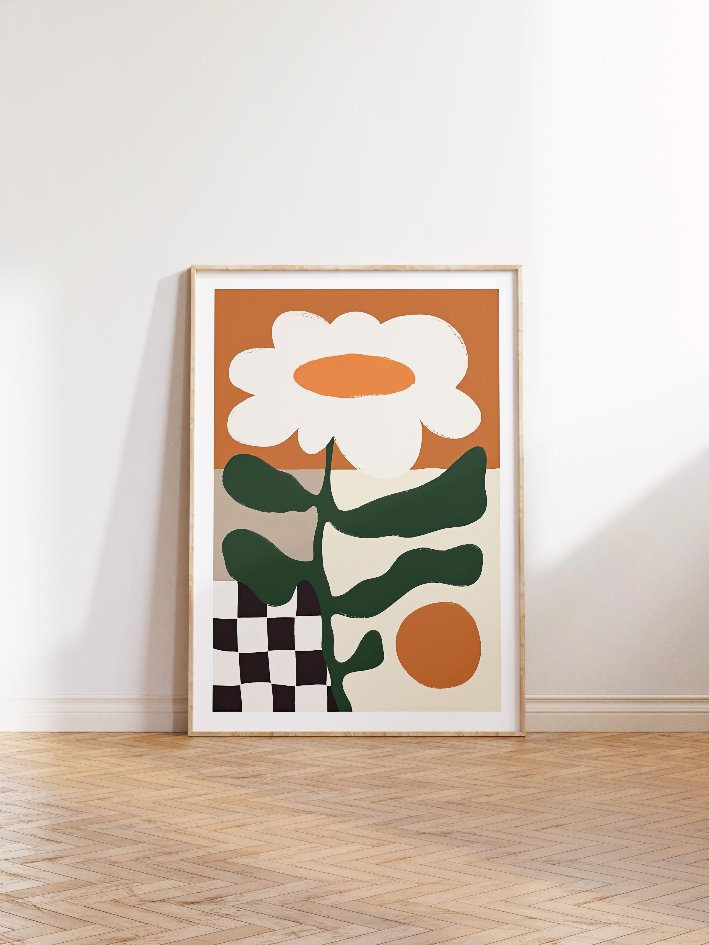 Ahşap Çerçeveli Tablo, Poster ve Çerçeve Seti, Retro Flower Comfort Serisi NO:108687