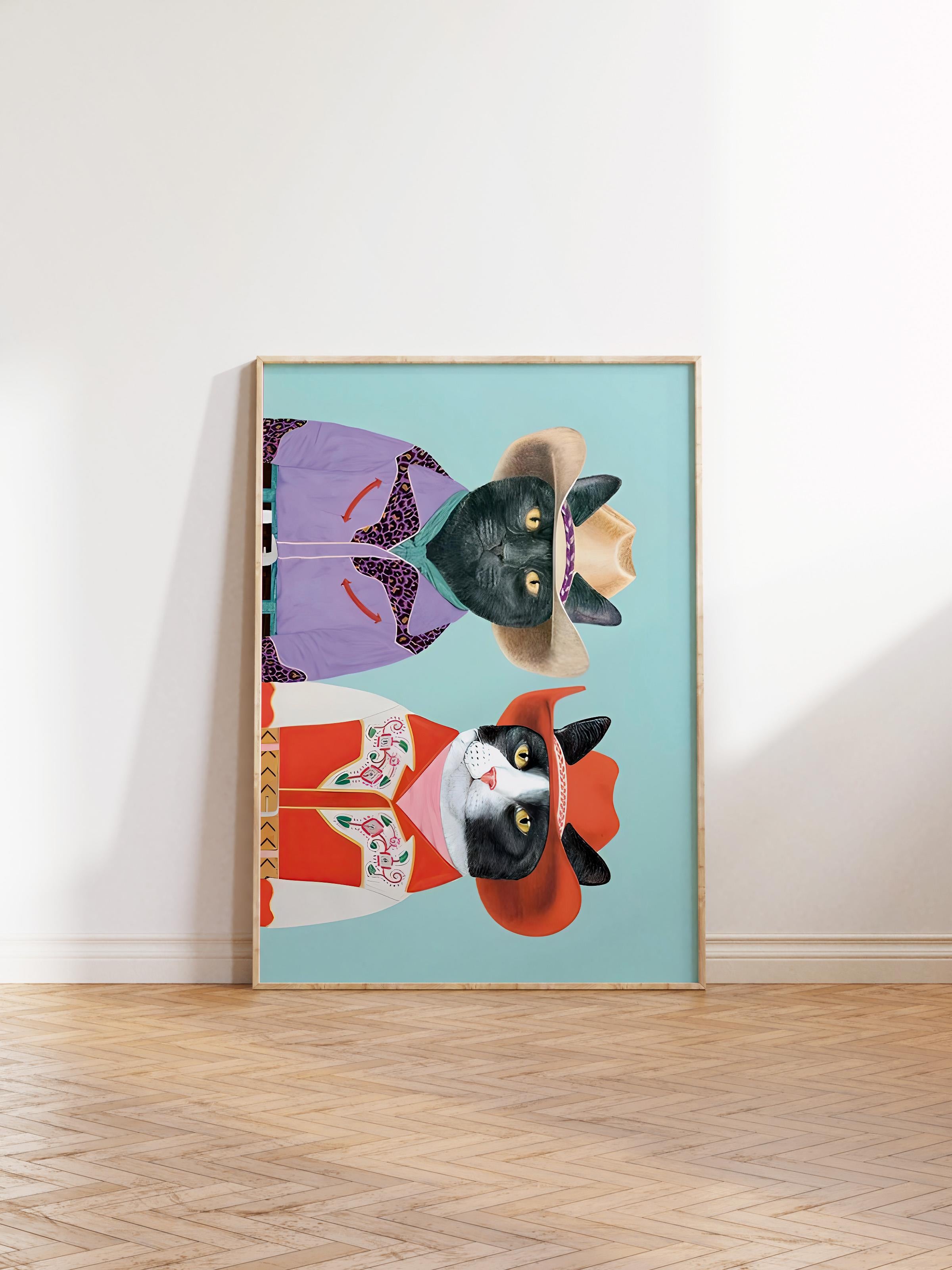 Ahşap Çerçeveli Tablo, Poster ve Çerçeve Seti, Rodeo Cats Art Comfort Serisi NO:108730