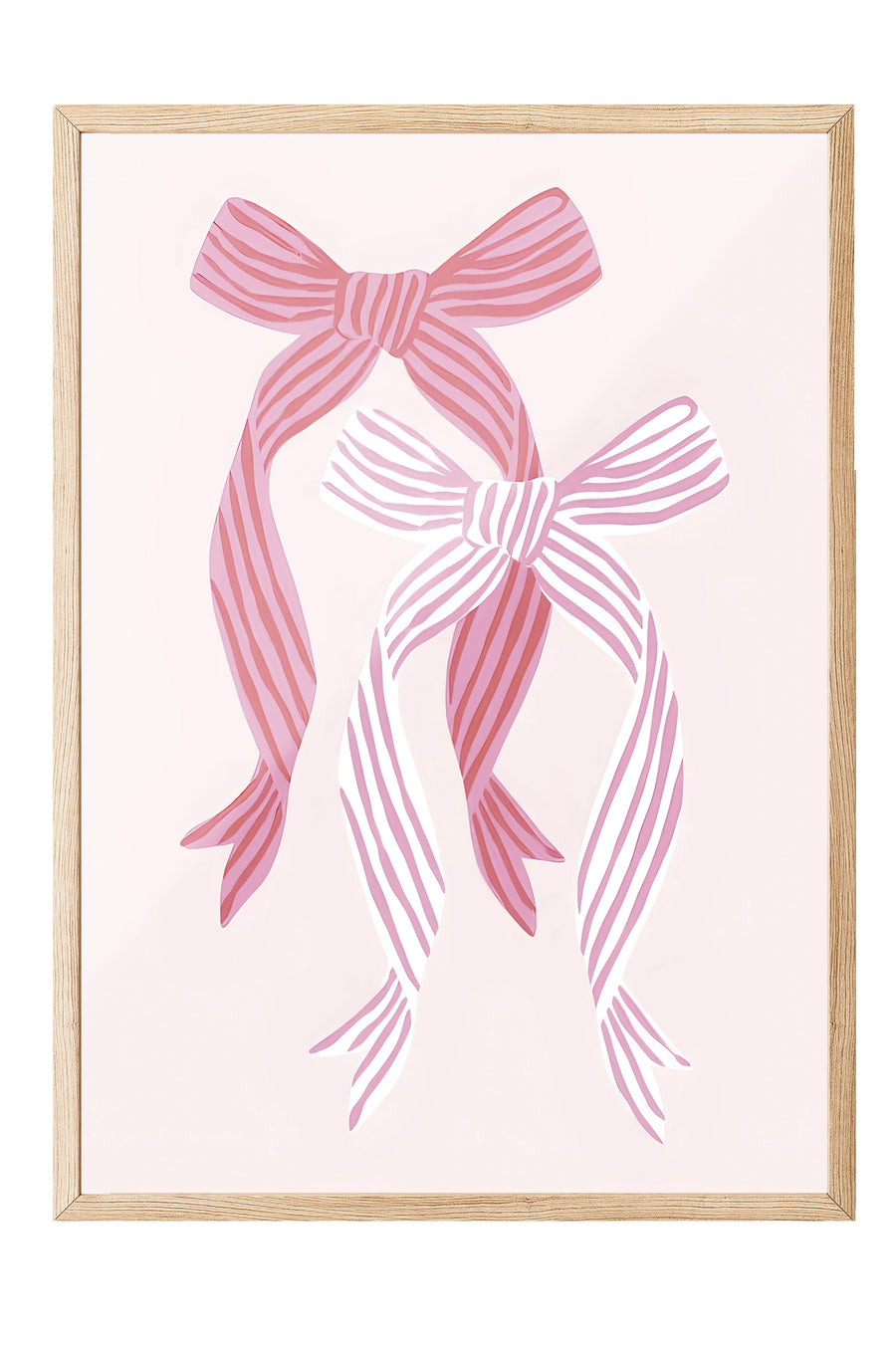 Ahşap Çerçeveli Tablo, Poster ve Çerçeve Seti, Striped Bows in Pinks Comfort Serisi NO:108727