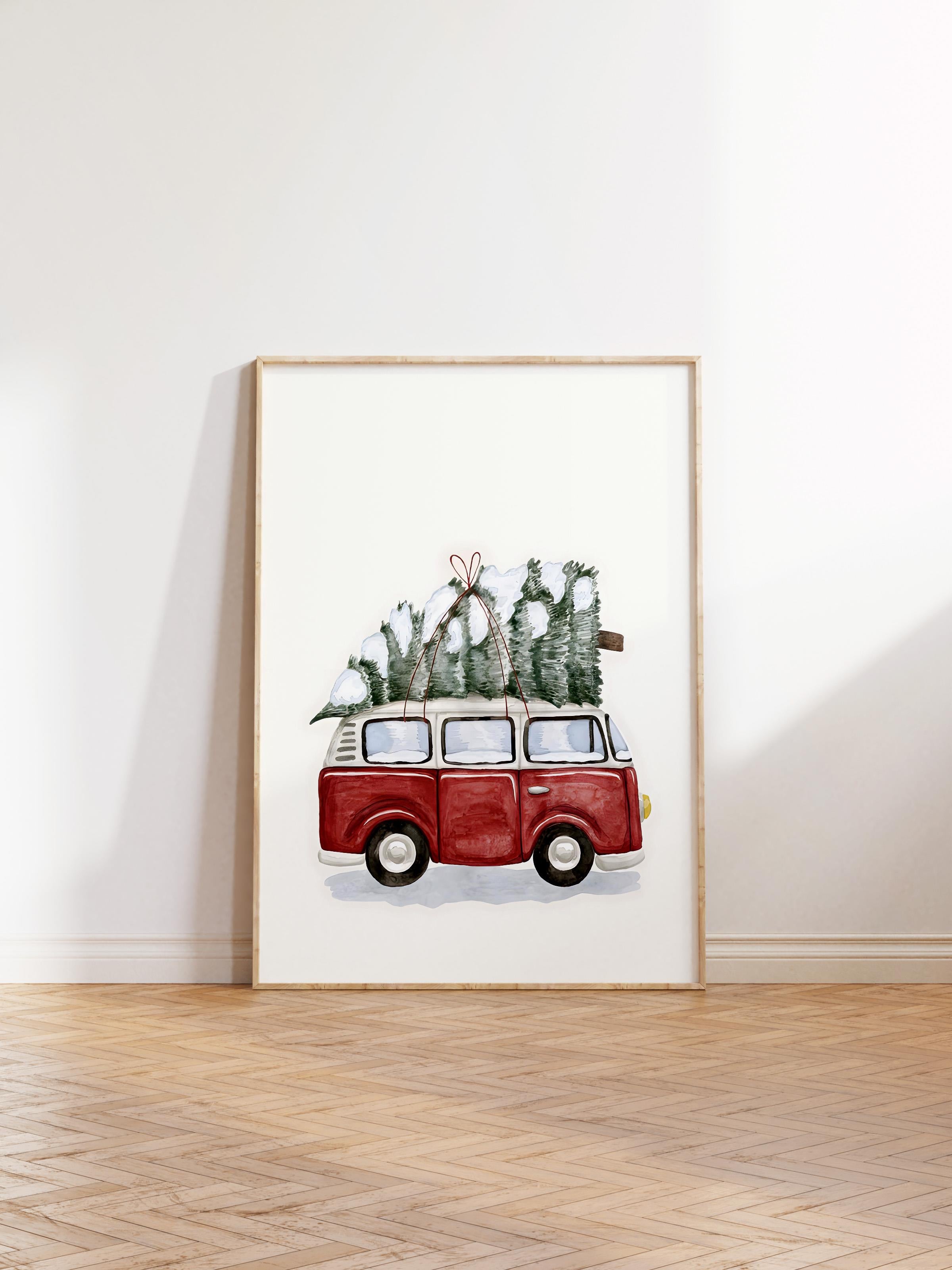 Ahşap Çerçeveli Tablo, Çerçeveli Yılbaşı Poster, Yılbaşı Dekoru,Winter Van Comfort Serisi NO:108643