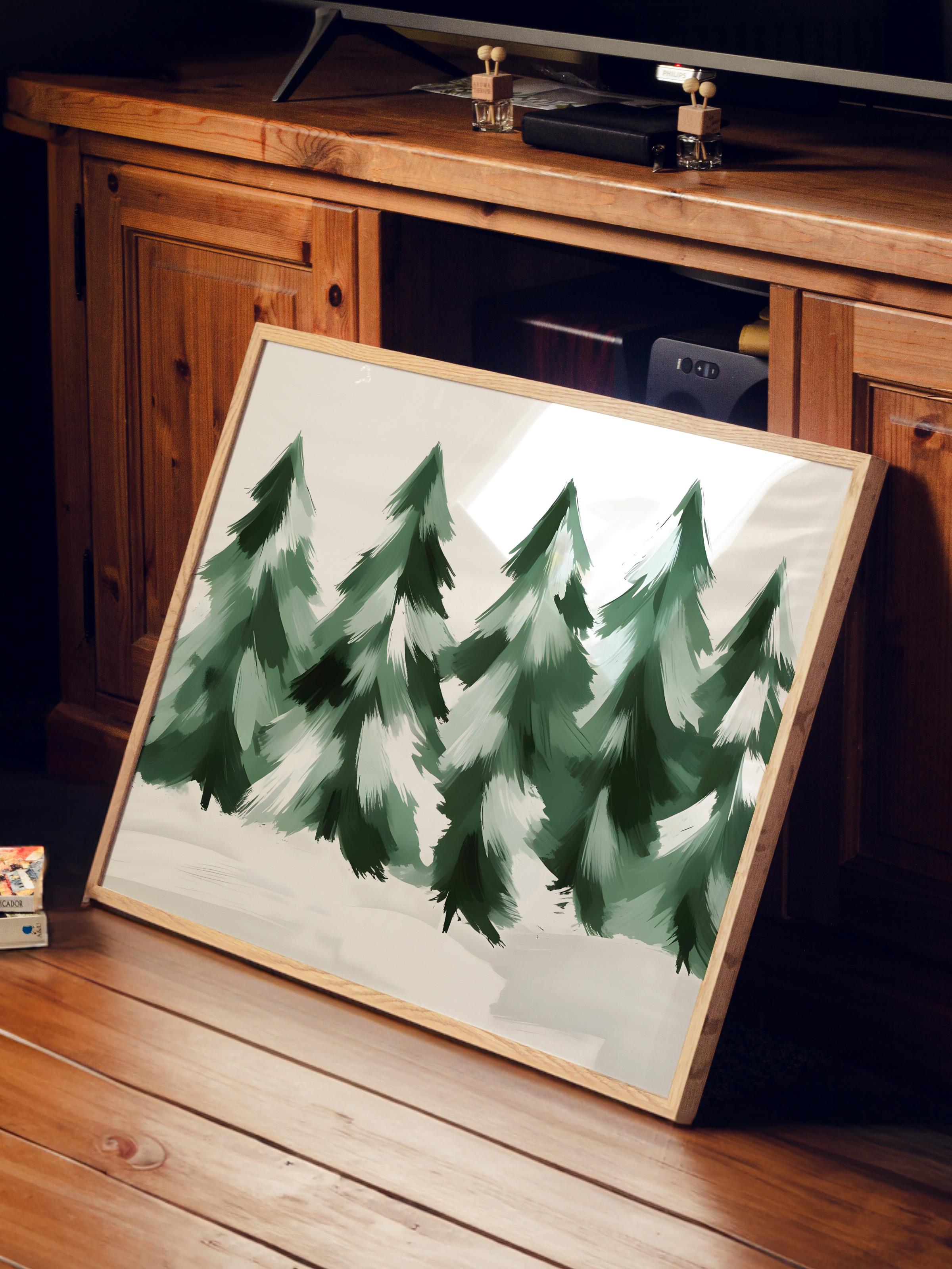 Ahşap Çerçeveli Tablo, Yılbaşı Poster, Yılbaşı Dekoru,Winter Woods Comfort Serisi NO:108623