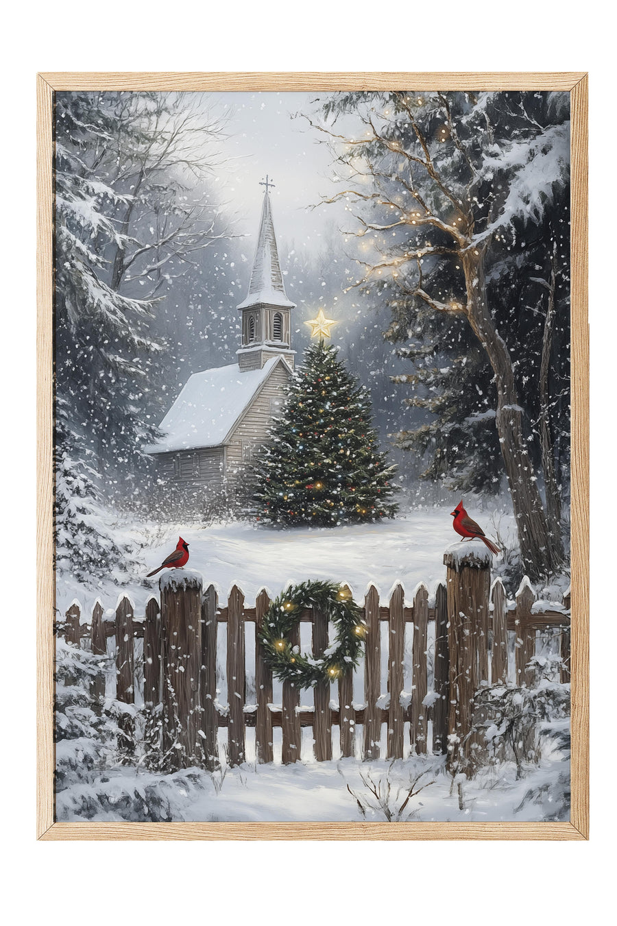 Kar Manzaralı Noel Kutlaması Yılbaşı Poster – Ahşap Çerçeveli Tablo