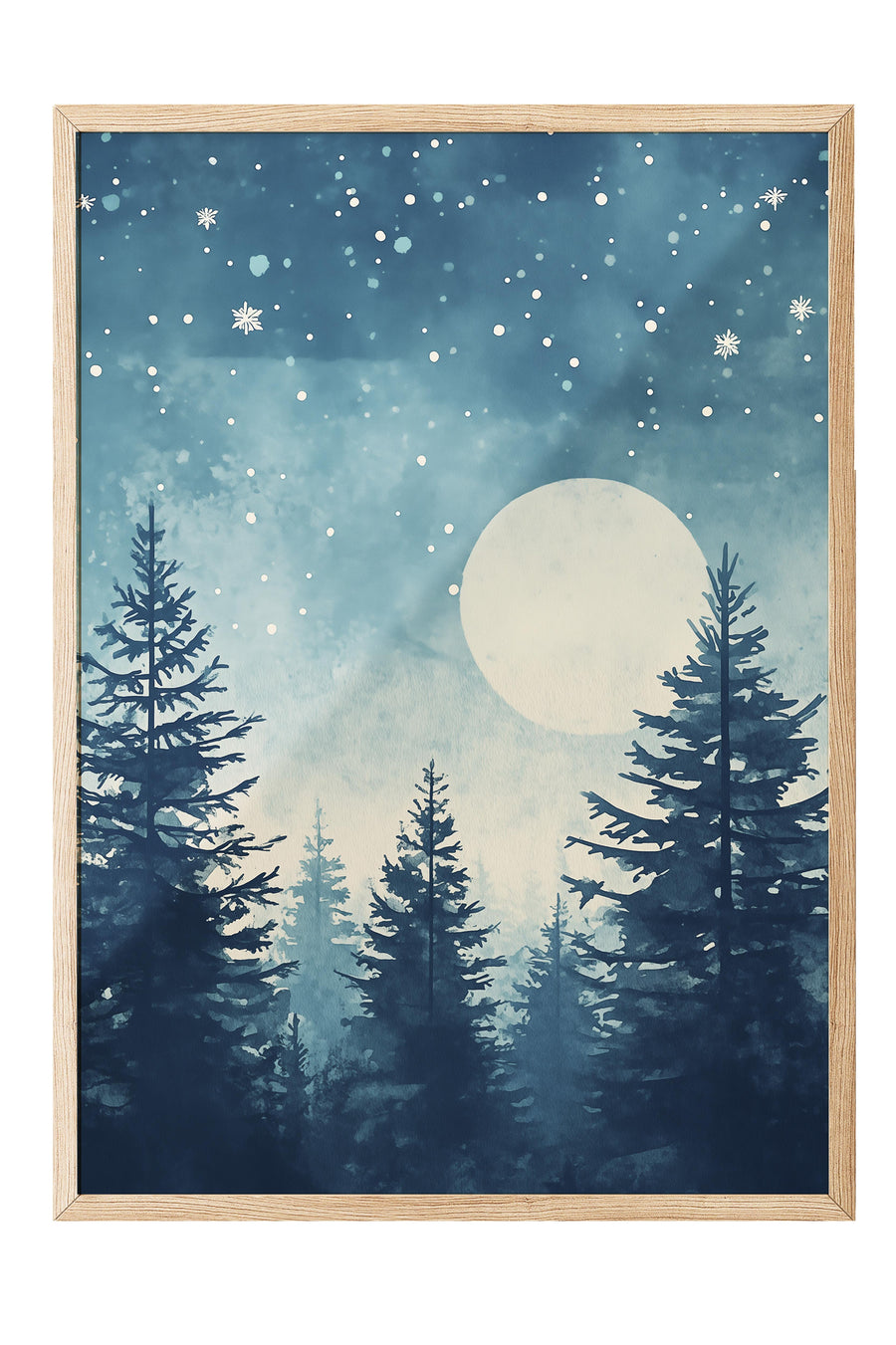 Gece Ormanı Yılbaşı Poster – Ahşap Çerçeveli Tablo
