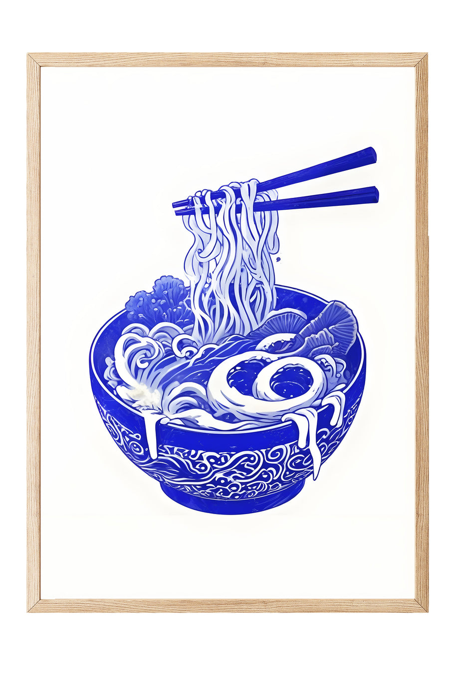 Mavi Ramen Kasesi Poster – Ahşap Çerçeveli Tablo