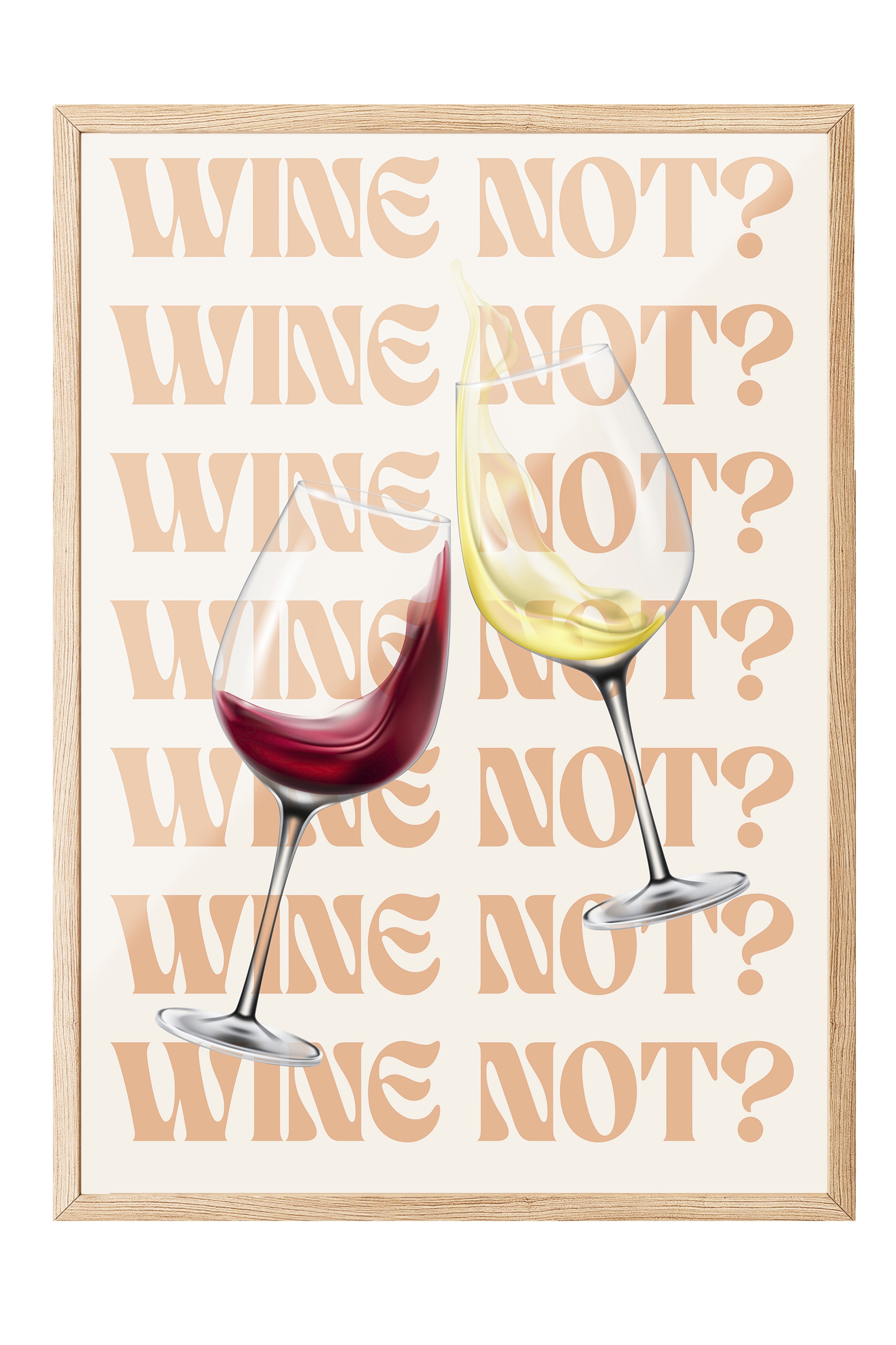 Ahşap Çerçeveli Tablo, Şarap Kadehi, Dijital Resim, Minimalist, Kırmızı, Bej Renk Poster, 2025 Yaz Seçkisi, NO:109804