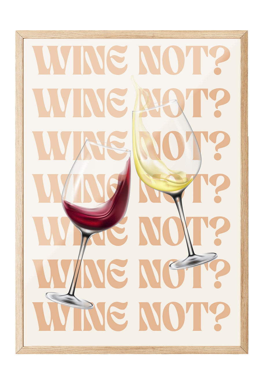 Ahşap Çerçeveli Tablo, Şarap Kadehi, Dijital Resim, Minimalist, Kırmızı, Bej Renk Poster, 2025 Yaz Seçkisi, NO:109804