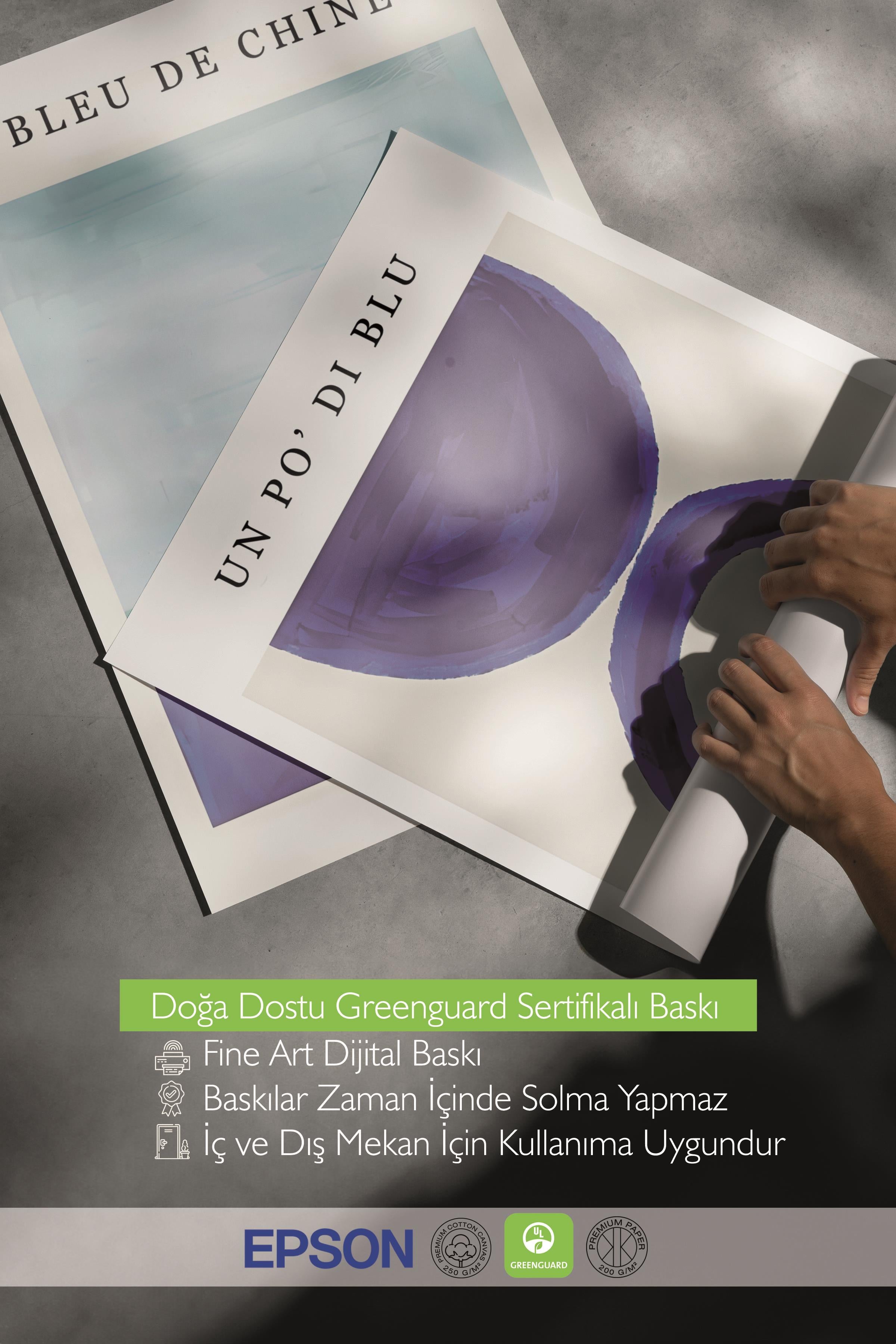 Ahşap Çerçeveli Tablo Seti, Soft Mavi Duvar Tablosu, 3 Adet Poster Seti, No:300773
