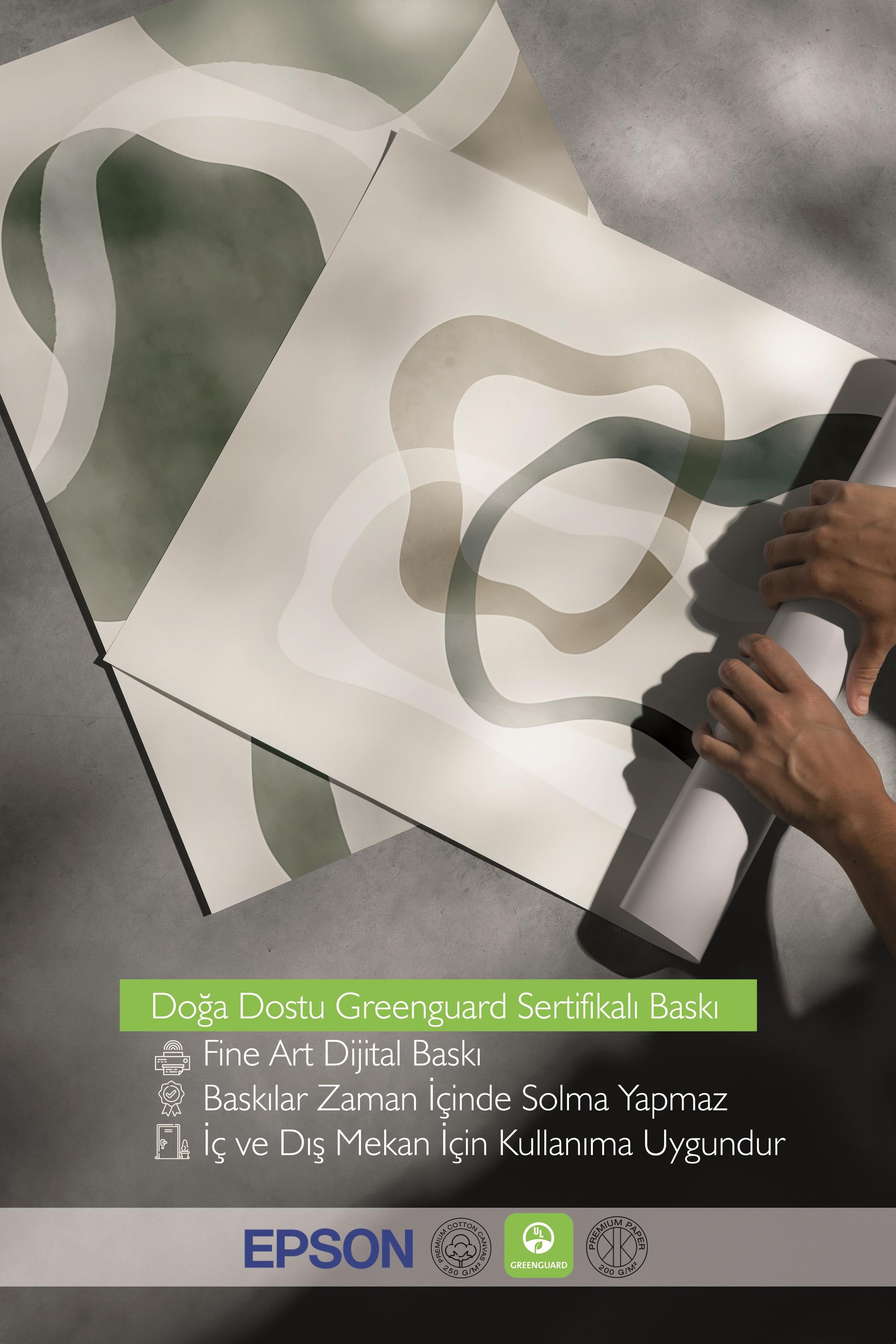 Ahşap Çerçeveli Tablo Seti, Soft Yeşil Duvar Tablosu, 3 Adet Poster Seti, No:300771